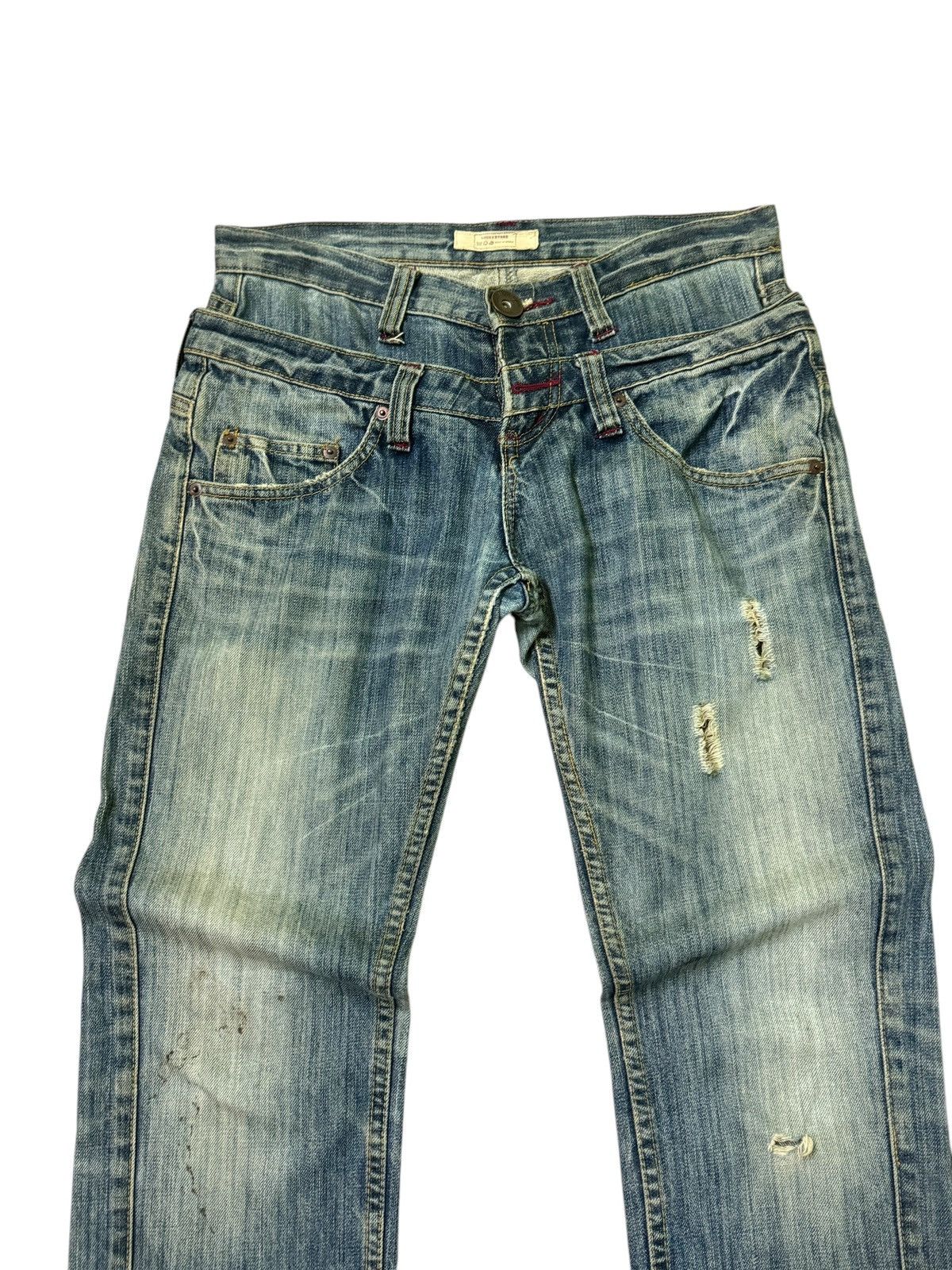 Hysteric Glamour × Japanese Brand LUCKY STORE DOUBLE WAIST JUNYAWATANBE STYLE DISTRESSED DENIM Size US 30 / EU 46 - 3 Thumbnail
