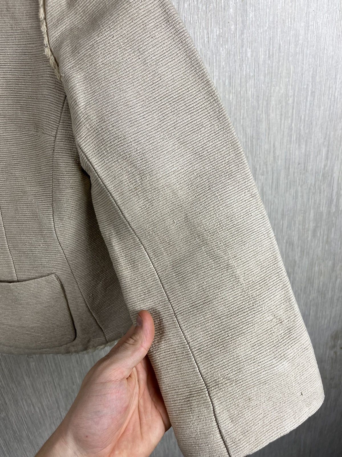 Designer × L'AGENCE L’agence raw silk blazer striped jacket distressed sand Size M / US 6-8 / IT 42-44 - 14 Thumbnail