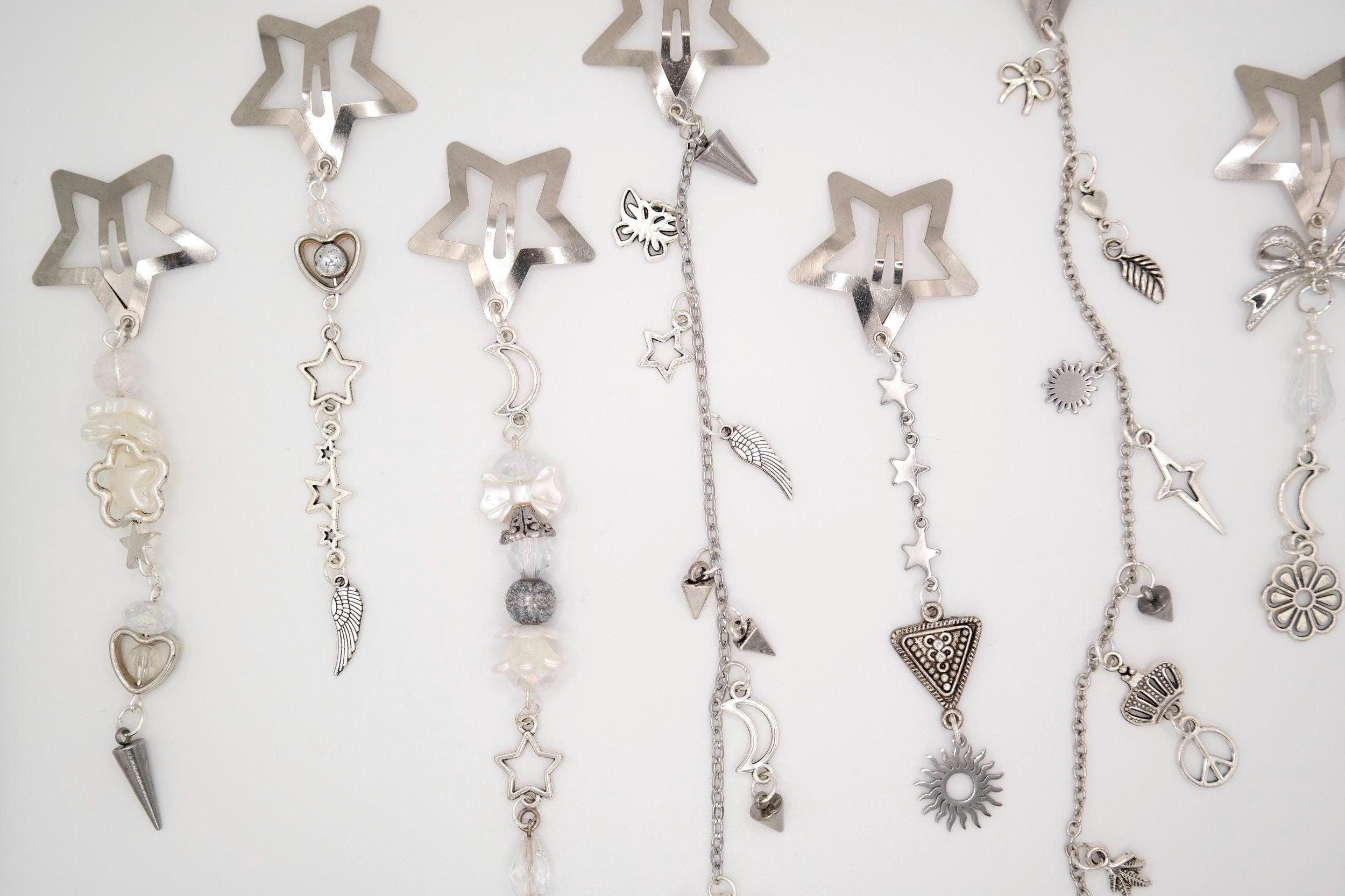 Handmade Silver Star Decorated Hair Clips Size ONE SIZE - 4 Thumbnail