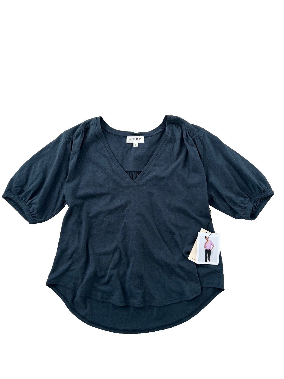 Nation LTD Nation LTD Eddie Shirred Shoulder Top Midnight Navy ( S ) Size S / US 4 / IT 40 - 4 Thumbnail