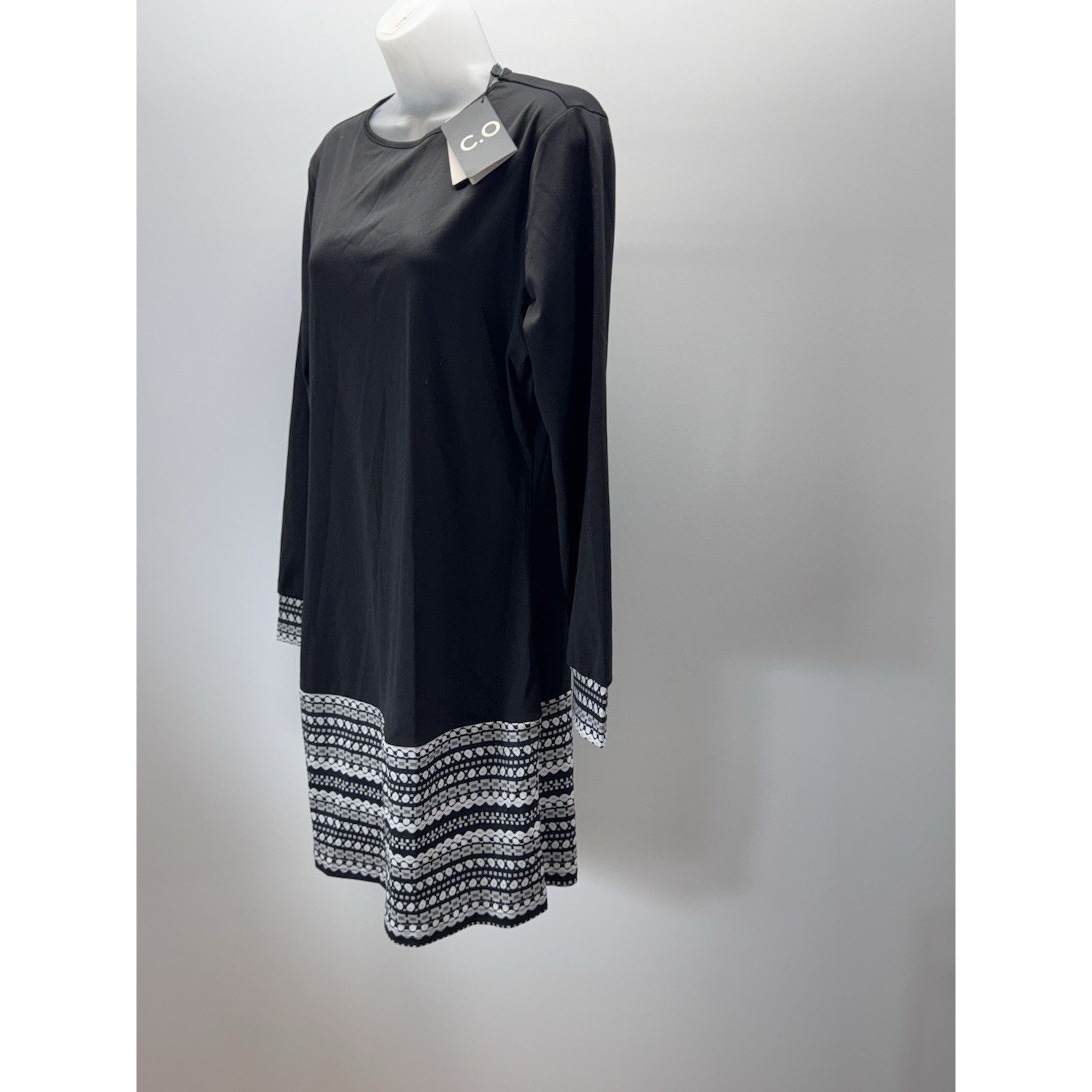 Other C.O.Z.Y Black Dress White Gray Geometric Design Womens L NWT Size L / US 10 / IT 46 - 2 Thumbnail