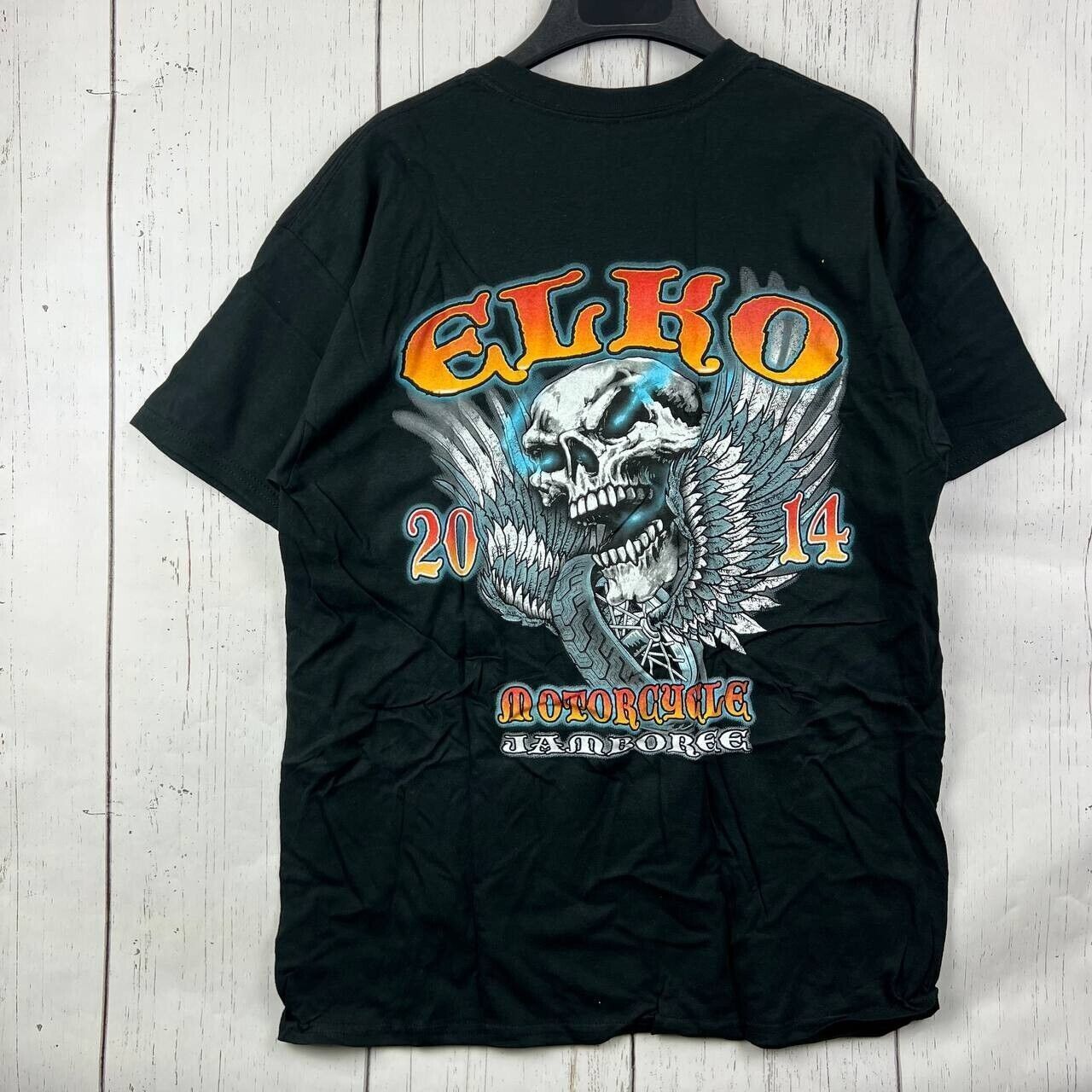 Gildan Vintage Elko Motorcycle Jamboree 2014 L Gildan T-Shirt Size US L / EU 52-54 / 3 - 1 Thumbnail