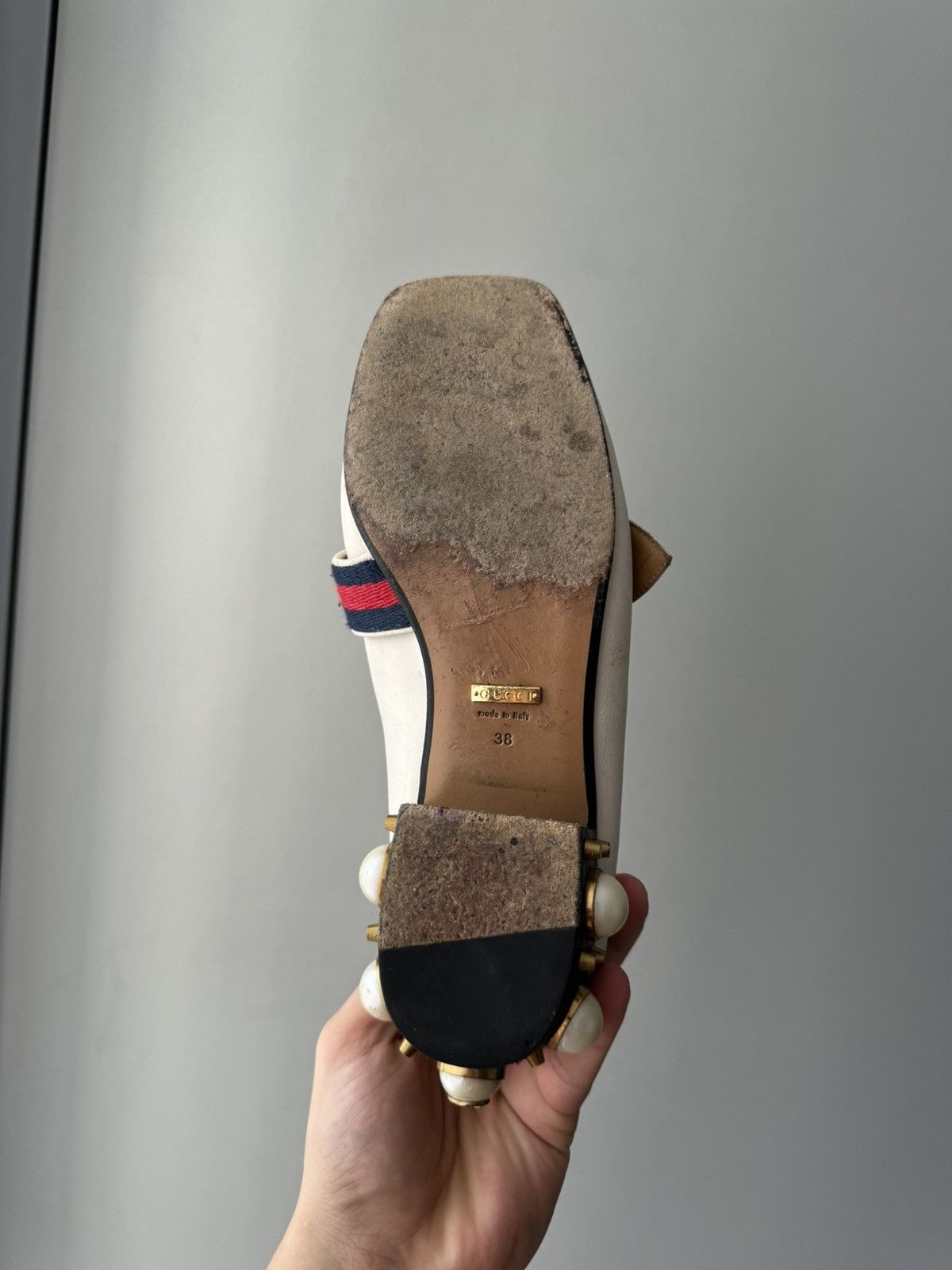 Gucci White Marmont Leather Espadrille Mules with Double G Flats Size US 8 / IT 38 - 12 Thumbnail