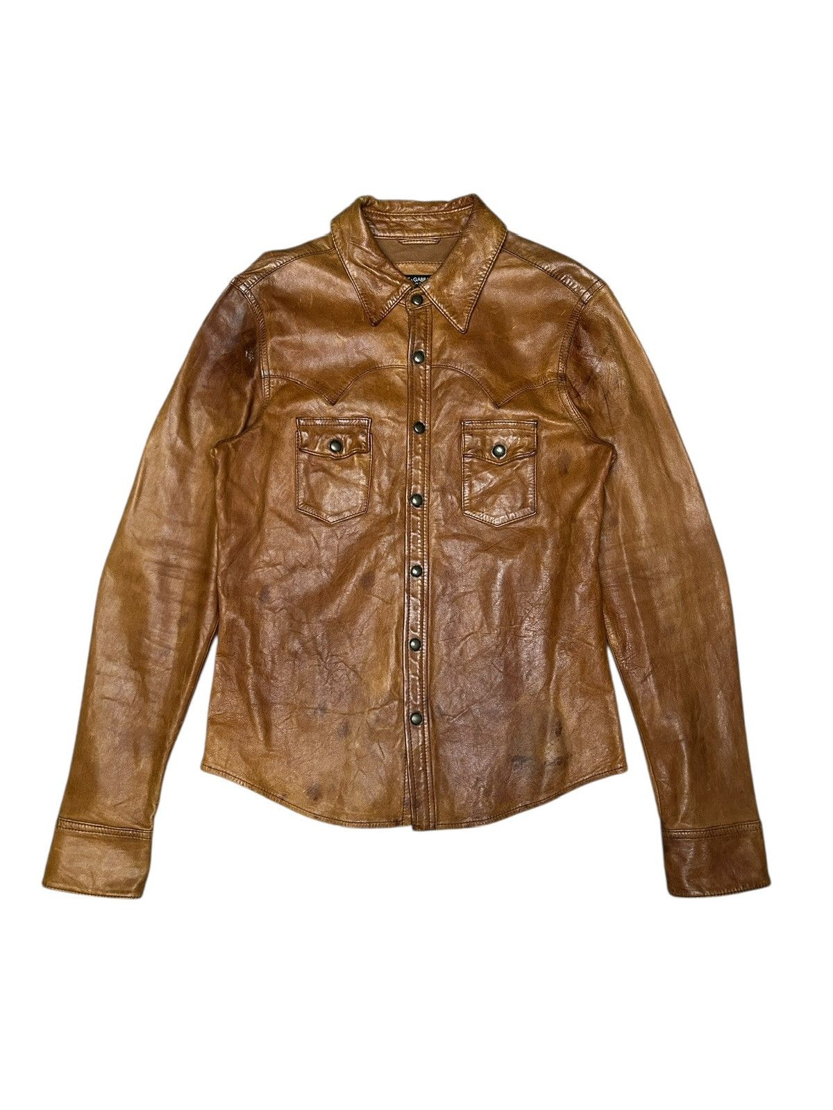 00s Distressed Leather Shirt