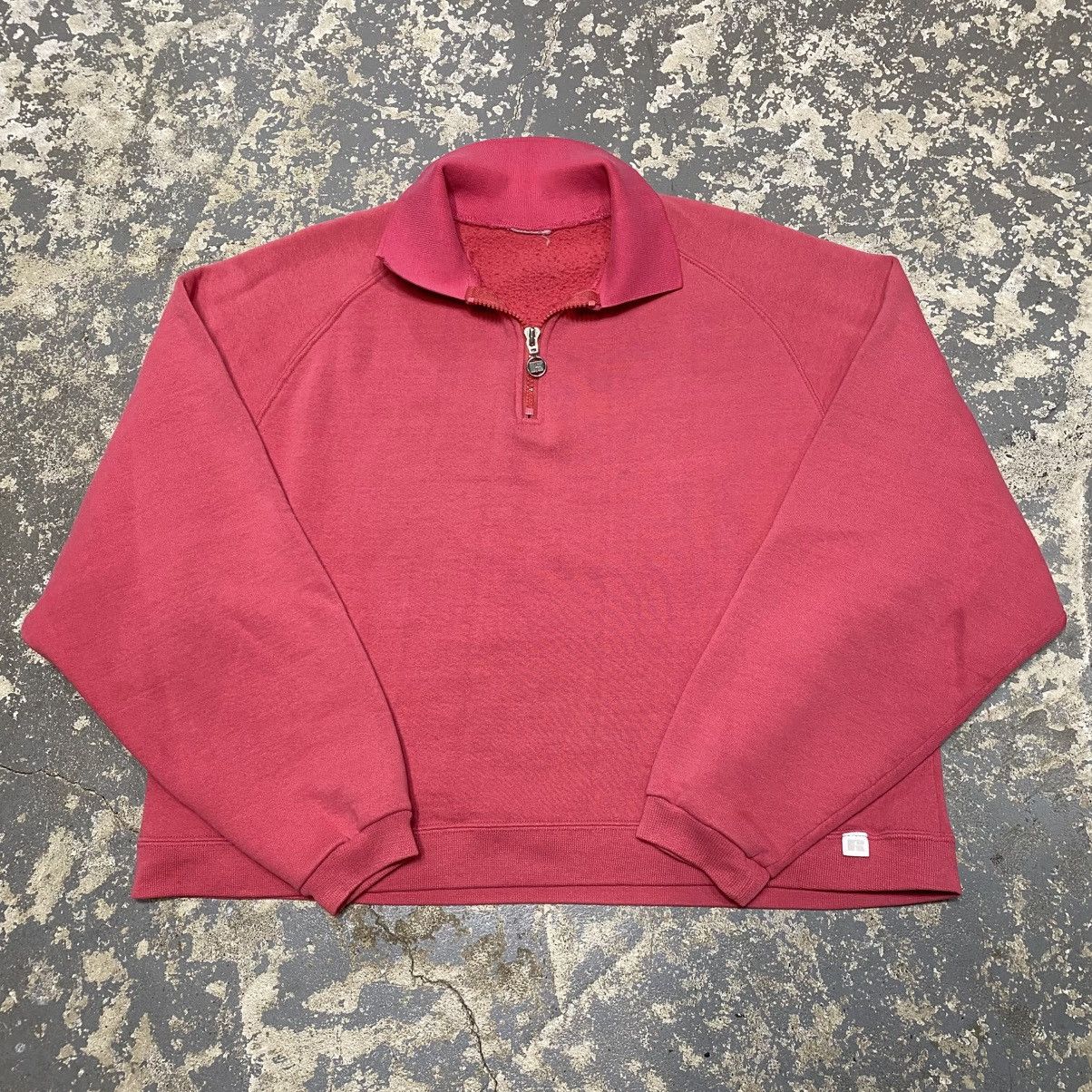 Russell Athletic × Vintage Vintage Russell Athletic Pink Cropped Boxy 1/4 Zip Crewneck Size US M / EU 48-50 / 2 - 7 Thumbnail