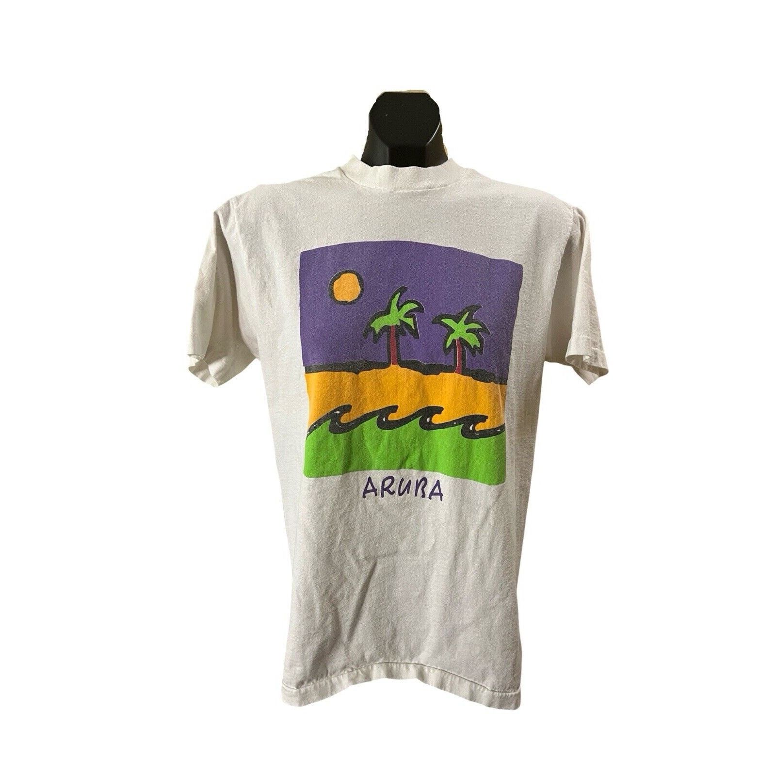 Fruit Of The Loom Vintage Aruba Graphic T-Shirt – Size Medium Size US M / EU 48-50 / 2 - 1 Thumbnail
