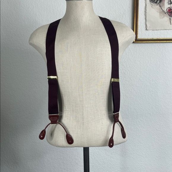 Tommy Hilfiger Tommy Hilfiger Maroon Elastic Adjustable Leather Suspenders Size ONE SIZE - 1 Thumbnail
