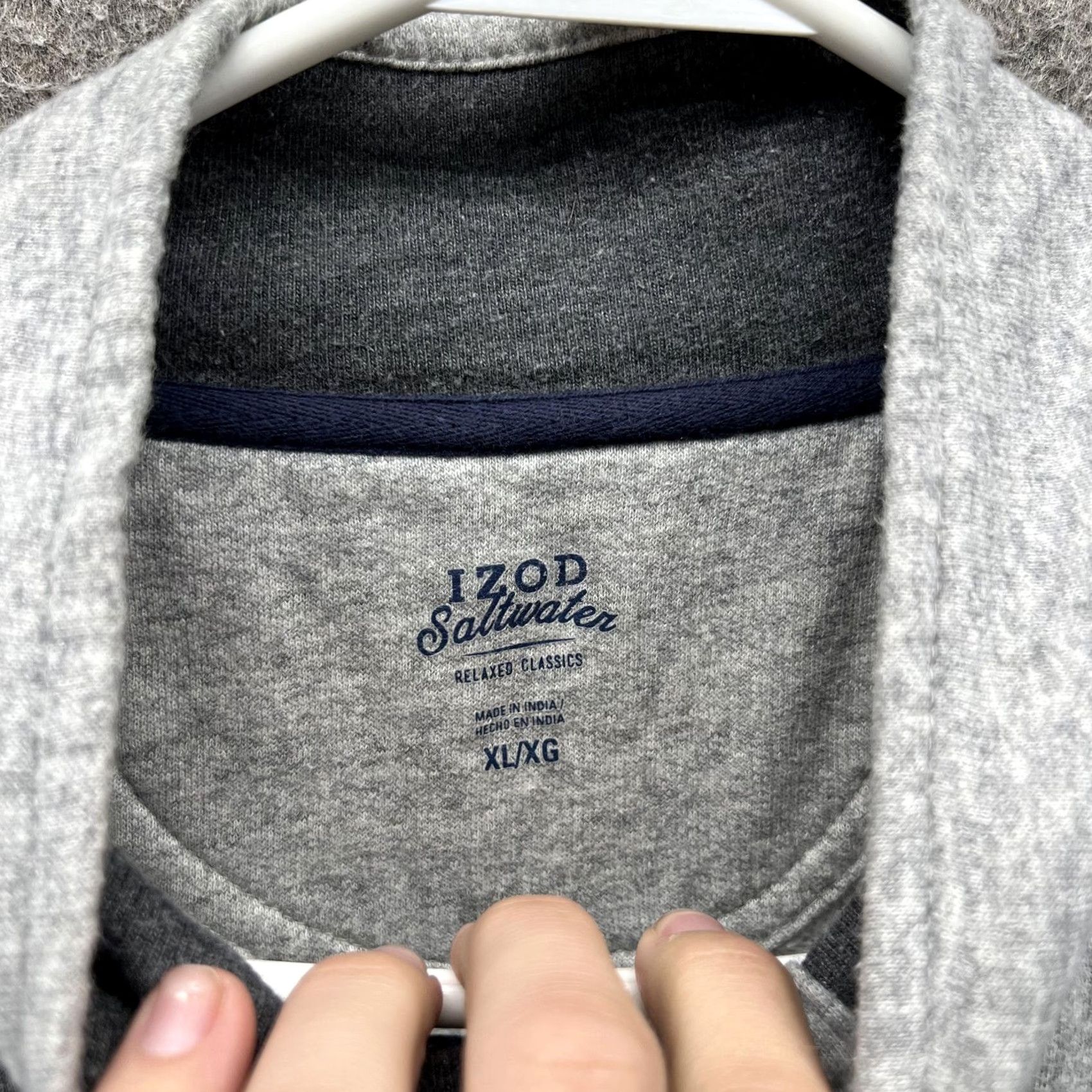 Izod VINTAGE IZOD Sweatshirt Mens XL Gray Saltwater Relaxed Henley Mock Neck Fleece Pullover Size US XL / EU 56 / 4 - 3 Thumbnail