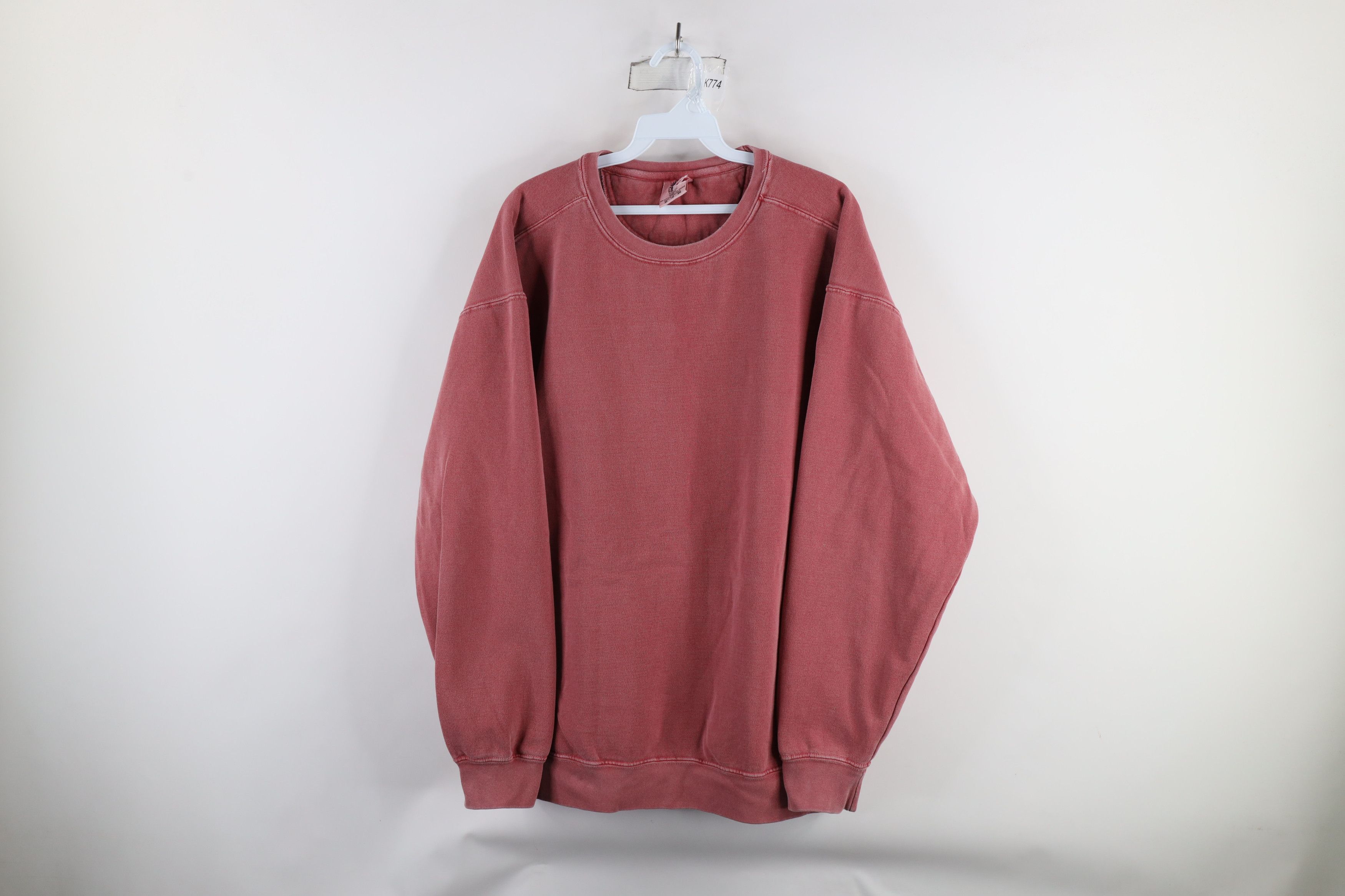Vintage Vintage 90s Streetwear Garment Dye Stonewash Sweatshirt Red Size US XL / EU 56 / 4 - 1 Thumbnail