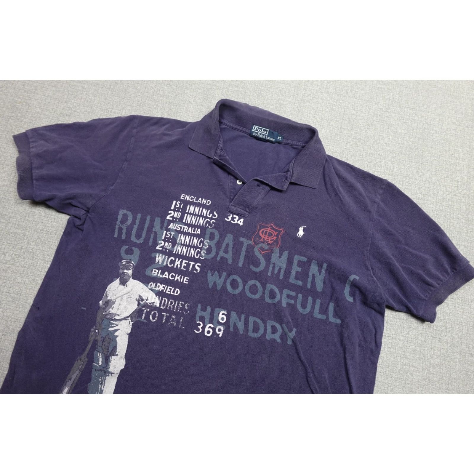 Ralph Lauren VINTAGE Ralph Lauren Polo Mens XL Blue Crickett All Over Print Batsman Polo Shirt Size US XL / EU 56 / 4 - 2 Thumbnail