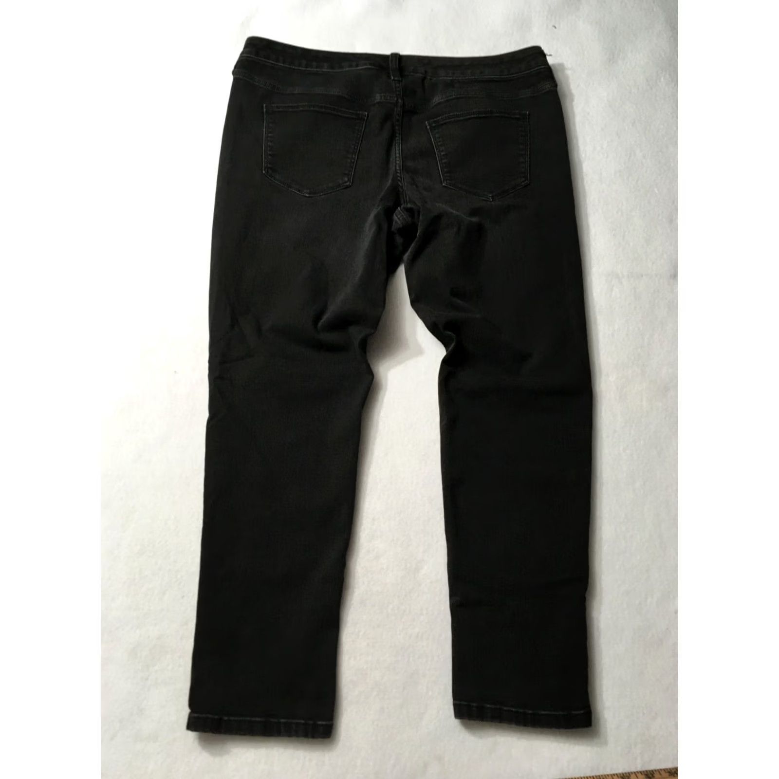 Vintage Universal Thread Women Jeans Size 14 Black Denim 32S Straight Wide Leg Vintage Size 36" / US 14 / IT 50 - 8 Thumbnail