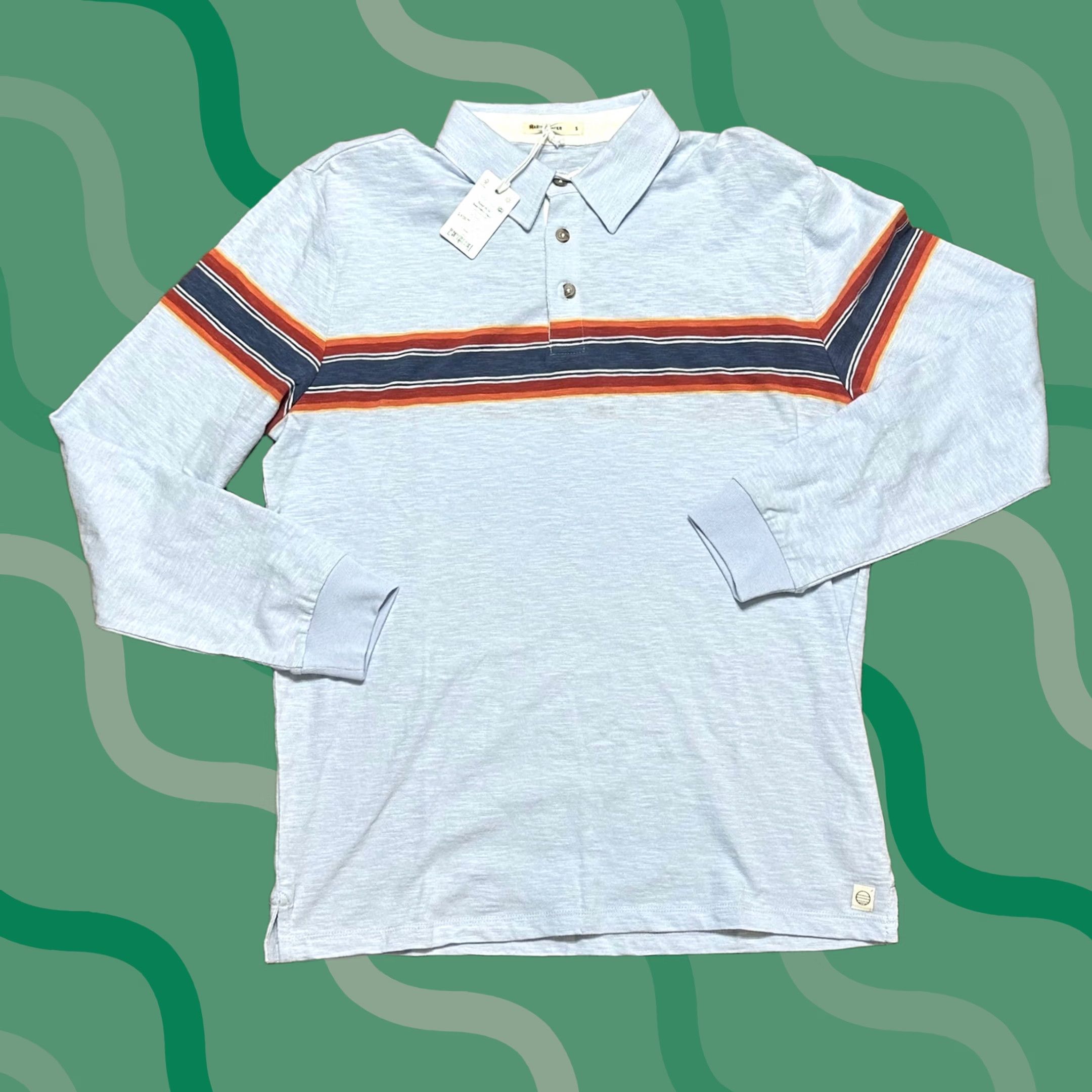 Marine Layer Marine Layer Men's Rugby Polo Blue Multi Stripe Long Sleeve S Size US S / EU 44-46 / 1 - 1 Thumbnail