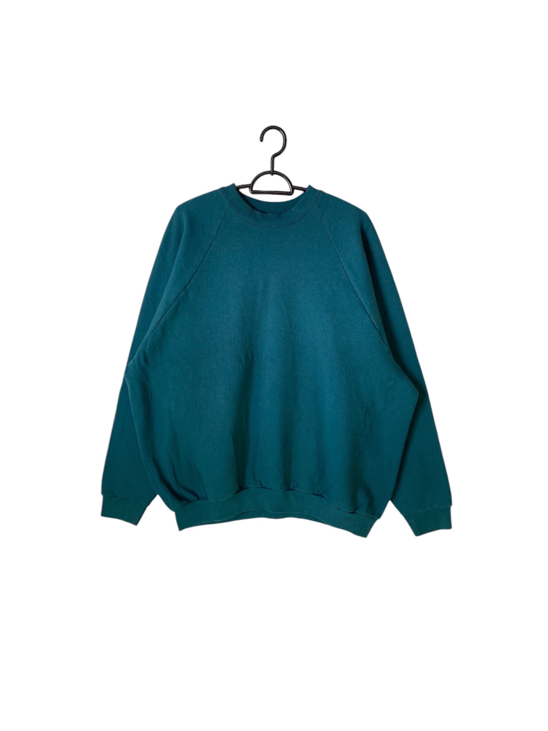 Fruit Of The Loom Vintage 90s Fruit of the loom green plain sweatshirt Size US XL / EU 56 / 4 - 1 Thumbnail