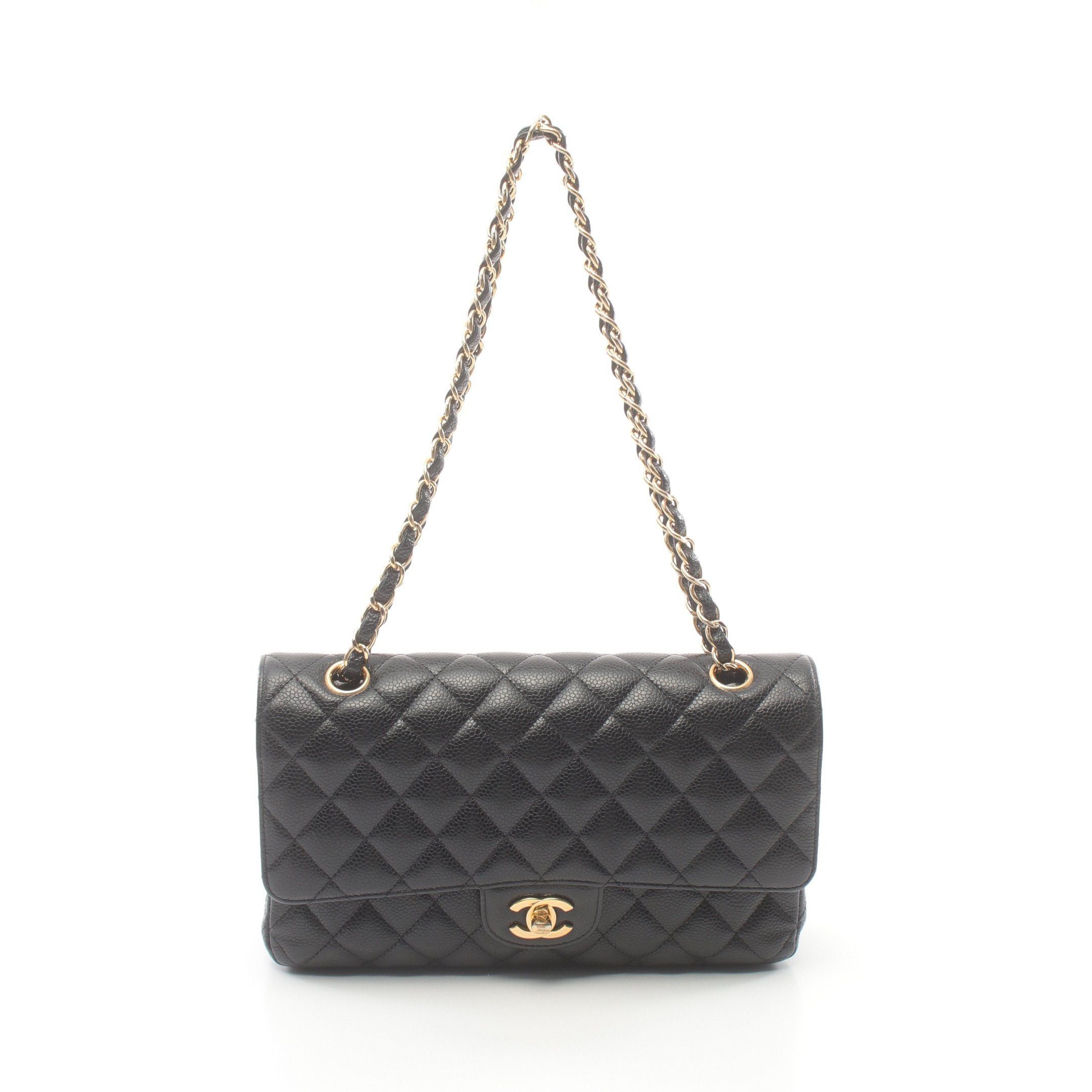Chanel Chanel Matelasse Double Flap Chain Shoulder Bag Caviar Skin Black Gold Hardware Size ONE SIZE - 1 Thumbnail