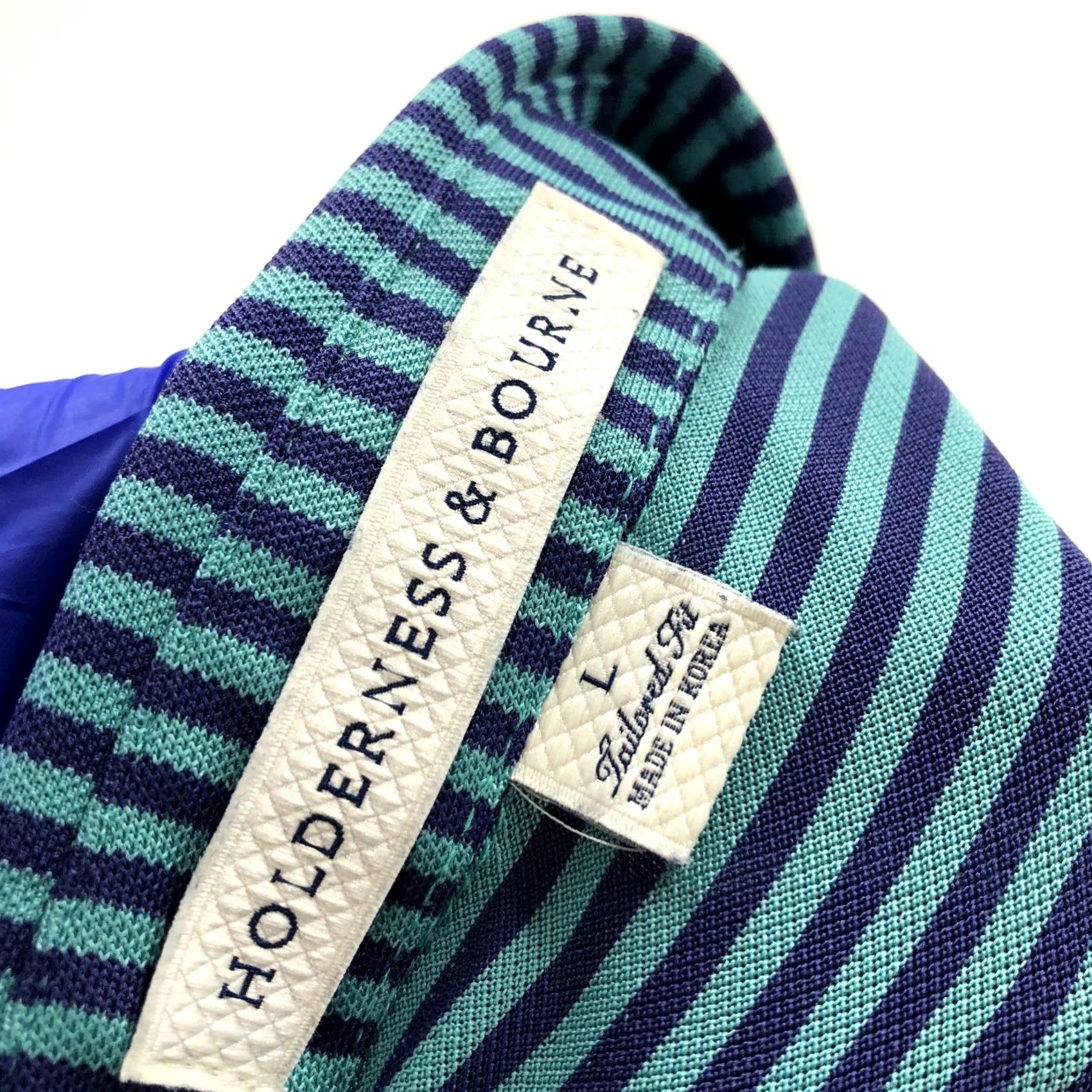 Vintage Holderness & Bourne Polo Shirt LG Golf SS Button Striped Blue Green Shirt Men's Size US L / EU 52-54 / 3 - 6 Thumbnail