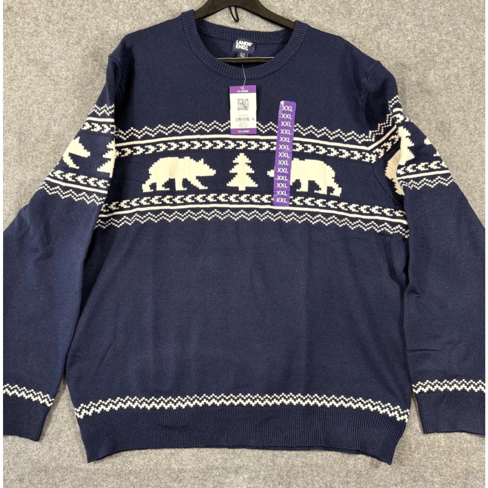 Lands' End Lands' End Sweater Mens 2XL Blue Fair Isle Stretch Polar Bear Pullover NWT Size US XXL / EU 58 / 5 - 2 Thumbnail