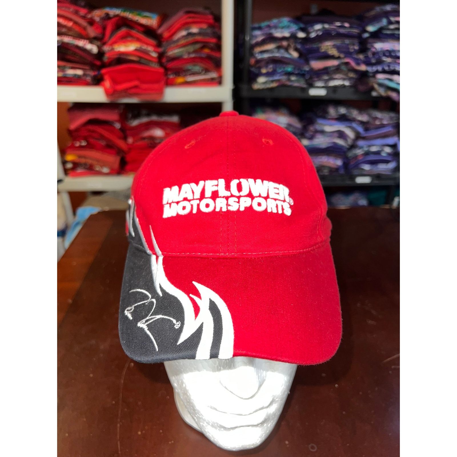 Vintage Vintage Mayflower Motorsports Hat Black Red Cap Headwear OS Size ONE SIZE - 1 Thumbnail
