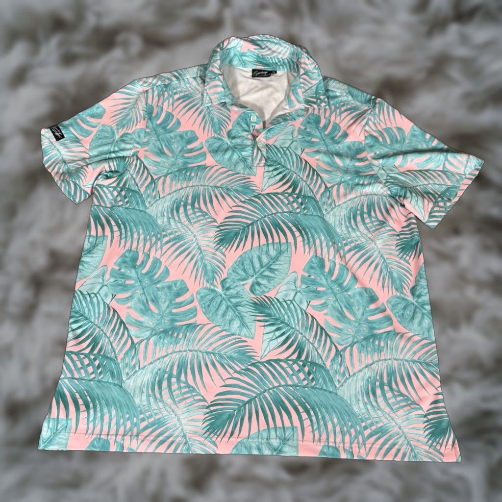 Vintage Sunday Swagger Polo Shirt Mens XL Floral Golf Pink Stretch Button Logo Polo Size US XL / EU 56 / 4 - 1 Thumbnail