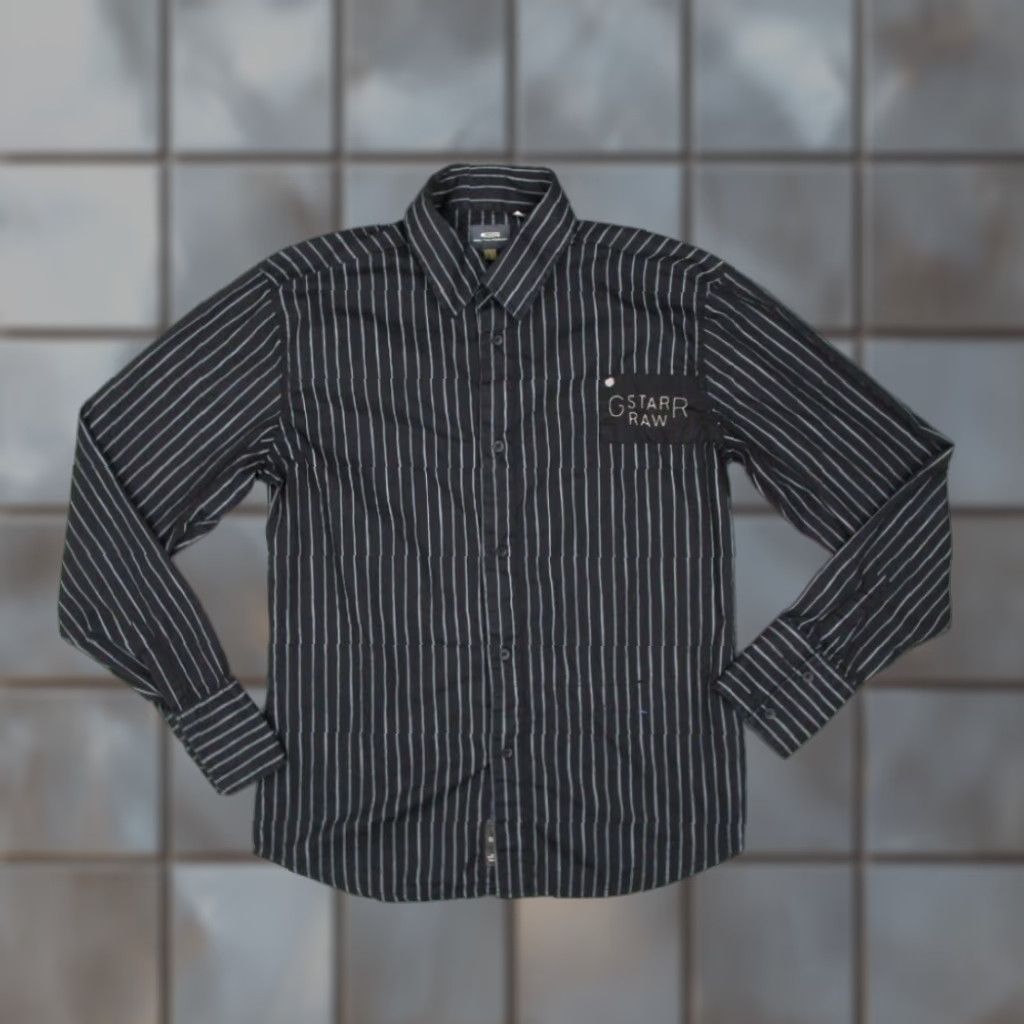 Vintage G-STAR RAW Mens Large XL Black Pinstripe Button Up Long Sleeve Shirt Vintage Size US L / EU 52-54 / 3 - 1 Thumbnail