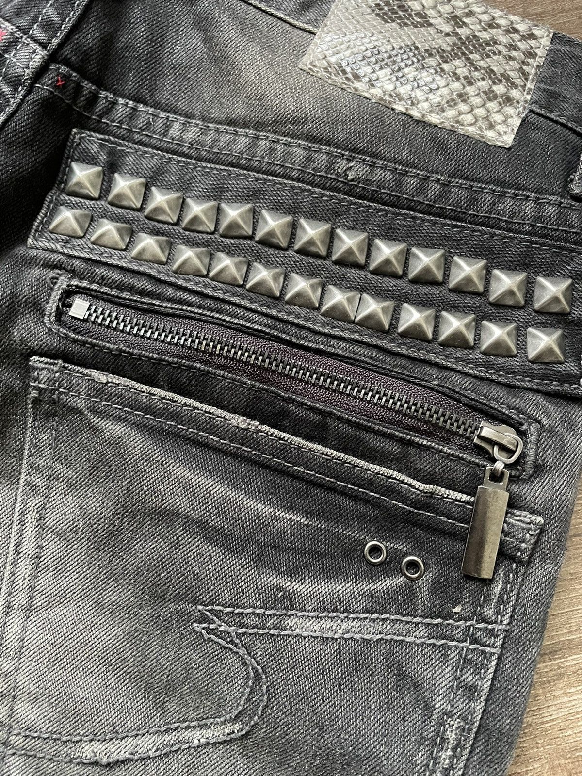 If Six Was Nine Semantic Design Punk Spiked Denim Size US 31 - 16 Thumbnail