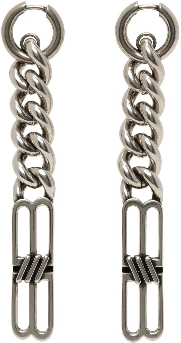 Balenciaga o1srvl11e1124 Size: OS / BB Icon Gourmette Earring Silver Size ONE SIZE - 1 Preview