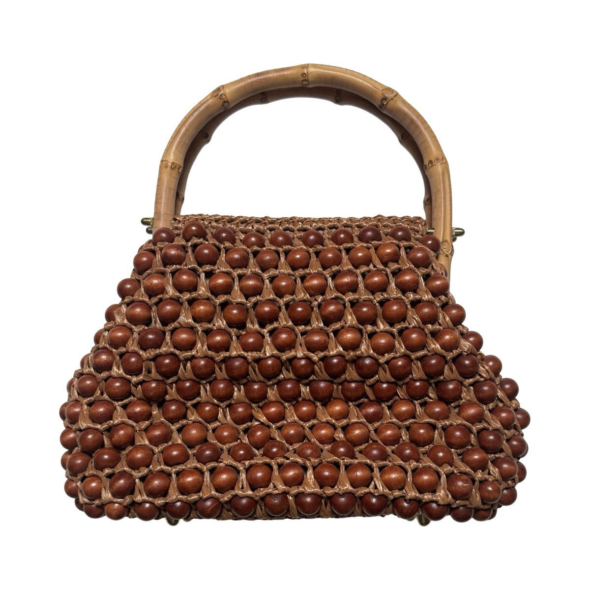 Vintage Vintage Jana 1960s Wooden Beaded Clutch Purse Bag Brown Size ONE SIZE - 2 Thumbnail
