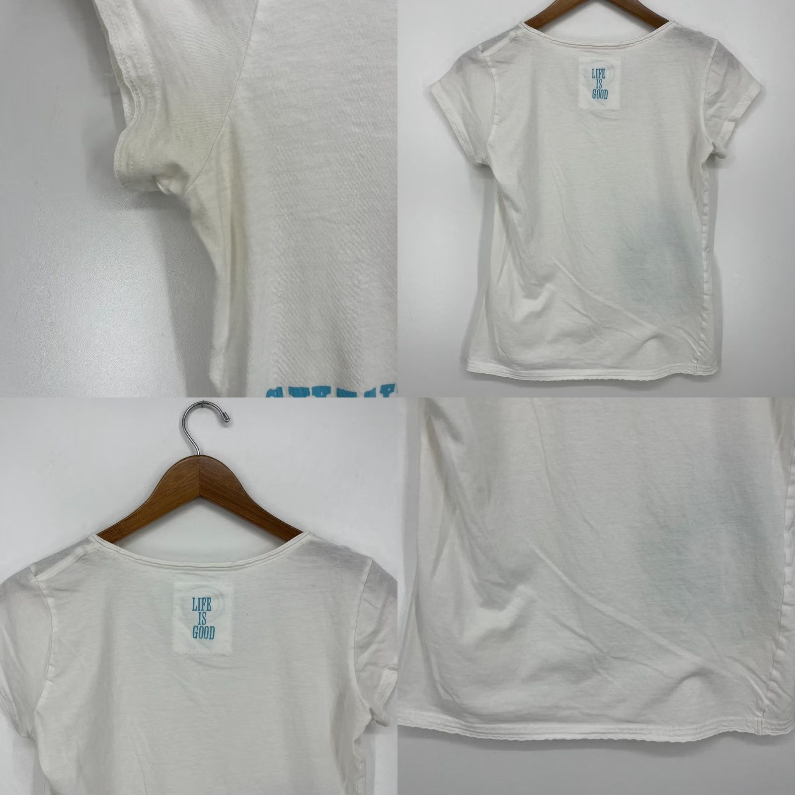 Life is Good Life is Good T-Shirt Women's M White Embroidered Shine Your Light Fitted Casual Short Sleeve Cap Sleeve Love 90s? Size M / US 6-8 / IT 42-44 - 8 Thumbnail