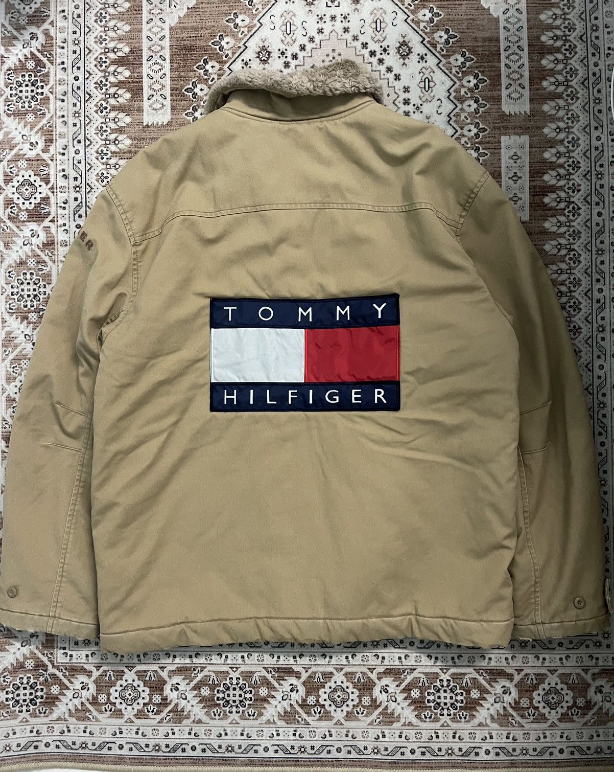 Tommy Hilfiger Vintage Tommy Hilfiger Winter Deck Jacket /Big Flag Back Hit Size US XL / EU 56 / 4 - 2 Thumbnail