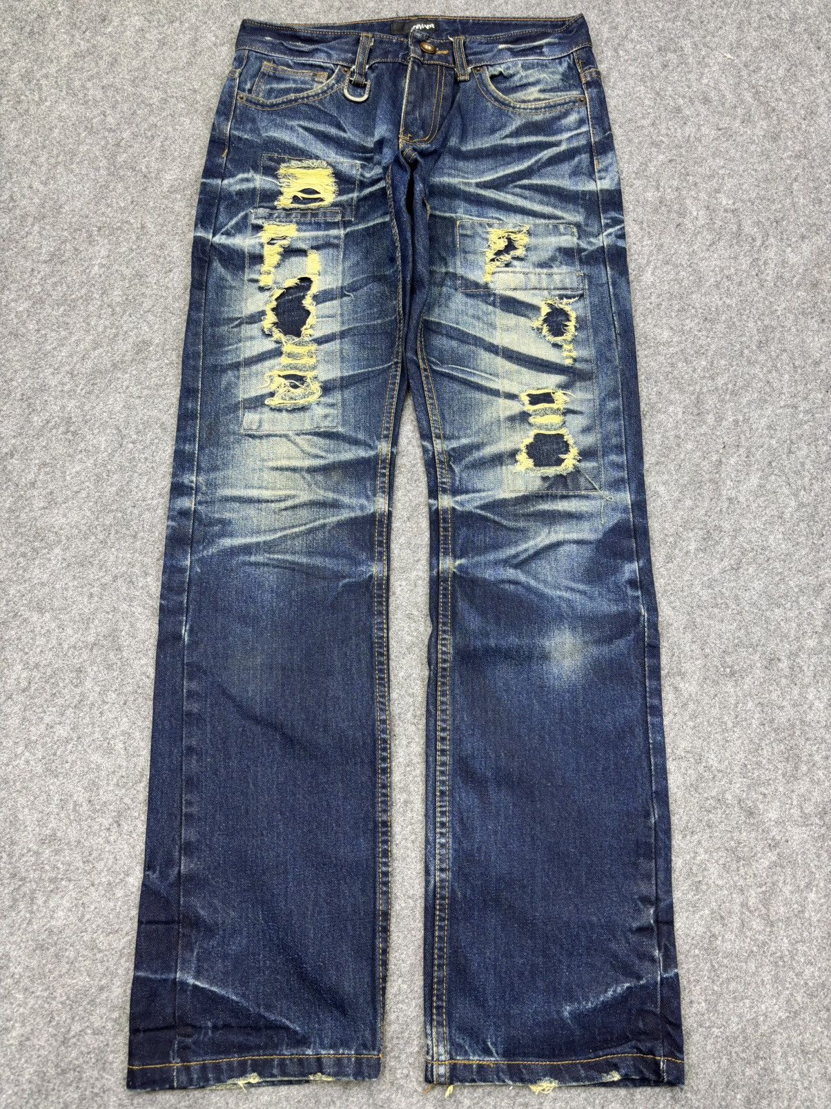 Designer Insane🔥DIVINER Slash Fades Patchwork Distressed Denim F720 Size US 30 / EU 46 - 22 Thumbnail