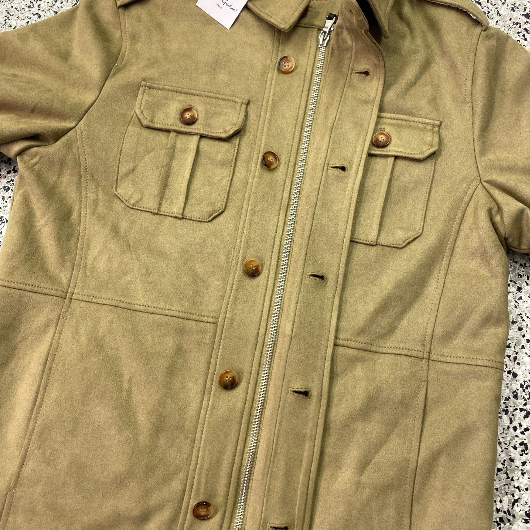 Robert Graham Robert Graham Vegan Suede Utility Jacket Button Full Zip Front Size M NEW NWT Size US M / EU 48-50 / 2 - 7 Thumbnail