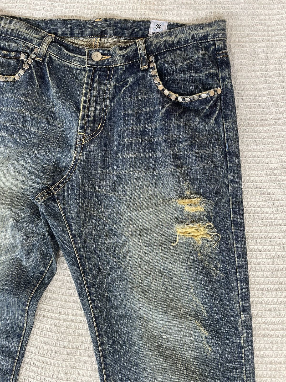 Kentucky Boy Tyler Rare‼️Vintage🔥WESTOPIA🔥Distressed Denim Skull Punk Design Size US 35 - 9 Thumbnail