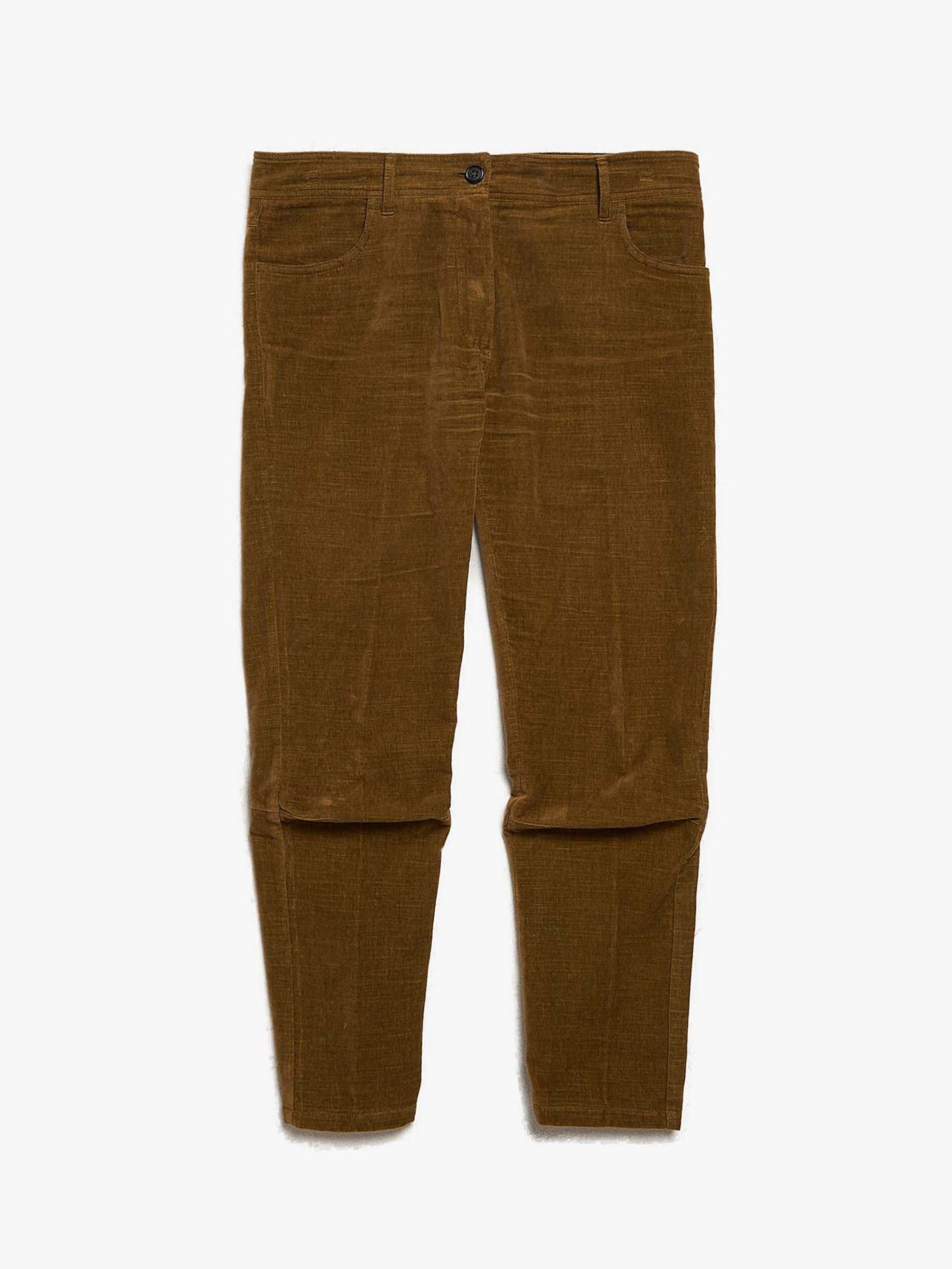 Image of Ann Demeulemeester Khaki Velour Low Rise Pants, Men's (Size 40)