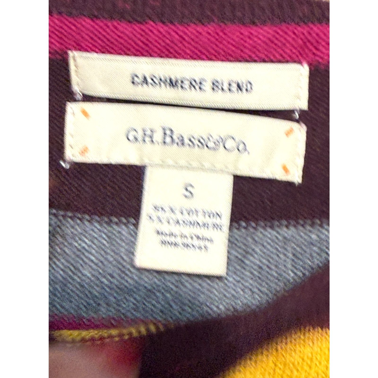 Vintage G.H. Bass & Co. Shirt Women S Pink Yellow Grey Red Striped Cashmere Blend - Casual, Long Sleeve, Regular Fit, T-Shirt Size S / US 4 / IT 40 - 5 Thumbnail