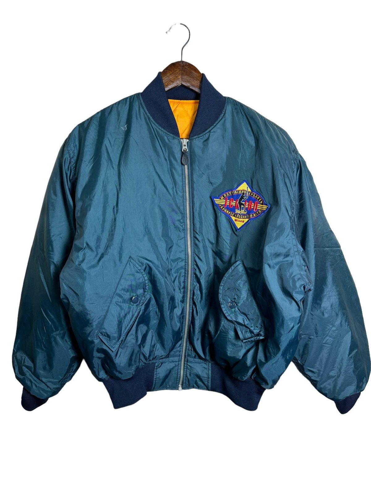 image of Bomber Jacket x Mlb Vintage Ichiro Japanese Record Nissan Airforce Ma-1 Jacket in Grey (Size Large)