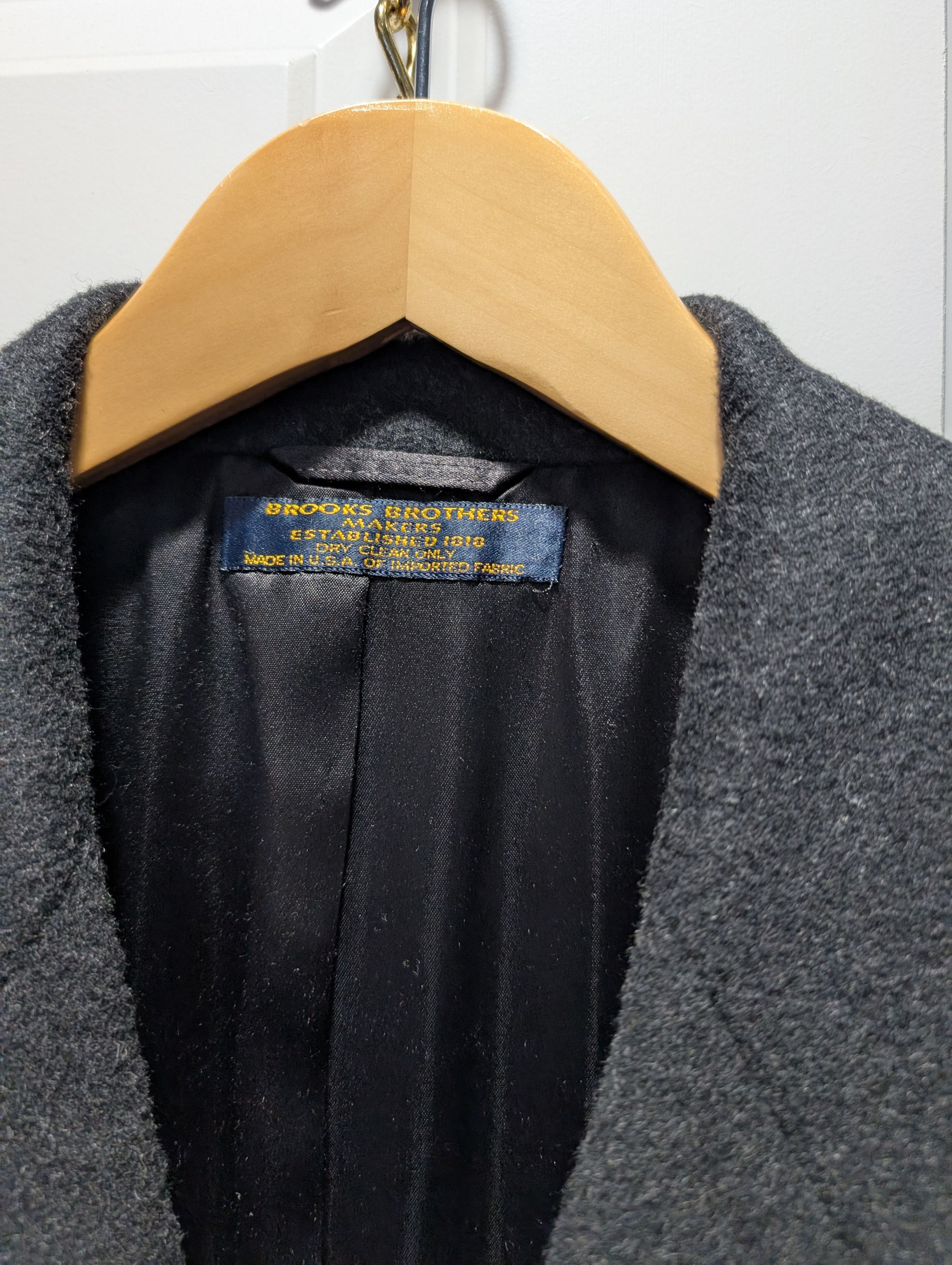 Brooks Brothers Makers 44R Charcoal Double Breasted Wool Overcoat Size US L / EU 52-54 / 3 - 2 Thumbnail