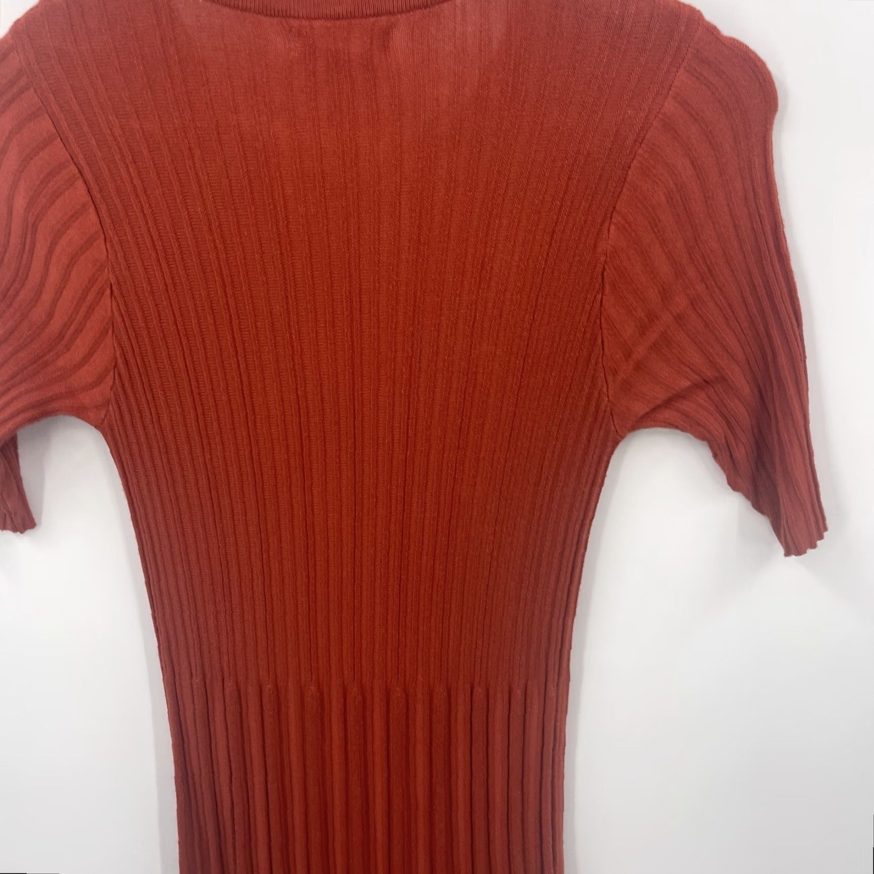 Vintage Cooperative Dress Women's XS Red Cotton Knit Short Sleeve High Neck Mini Casual Party Womens Size 26" / US 2 / IT 38 - 5 Thumbnail