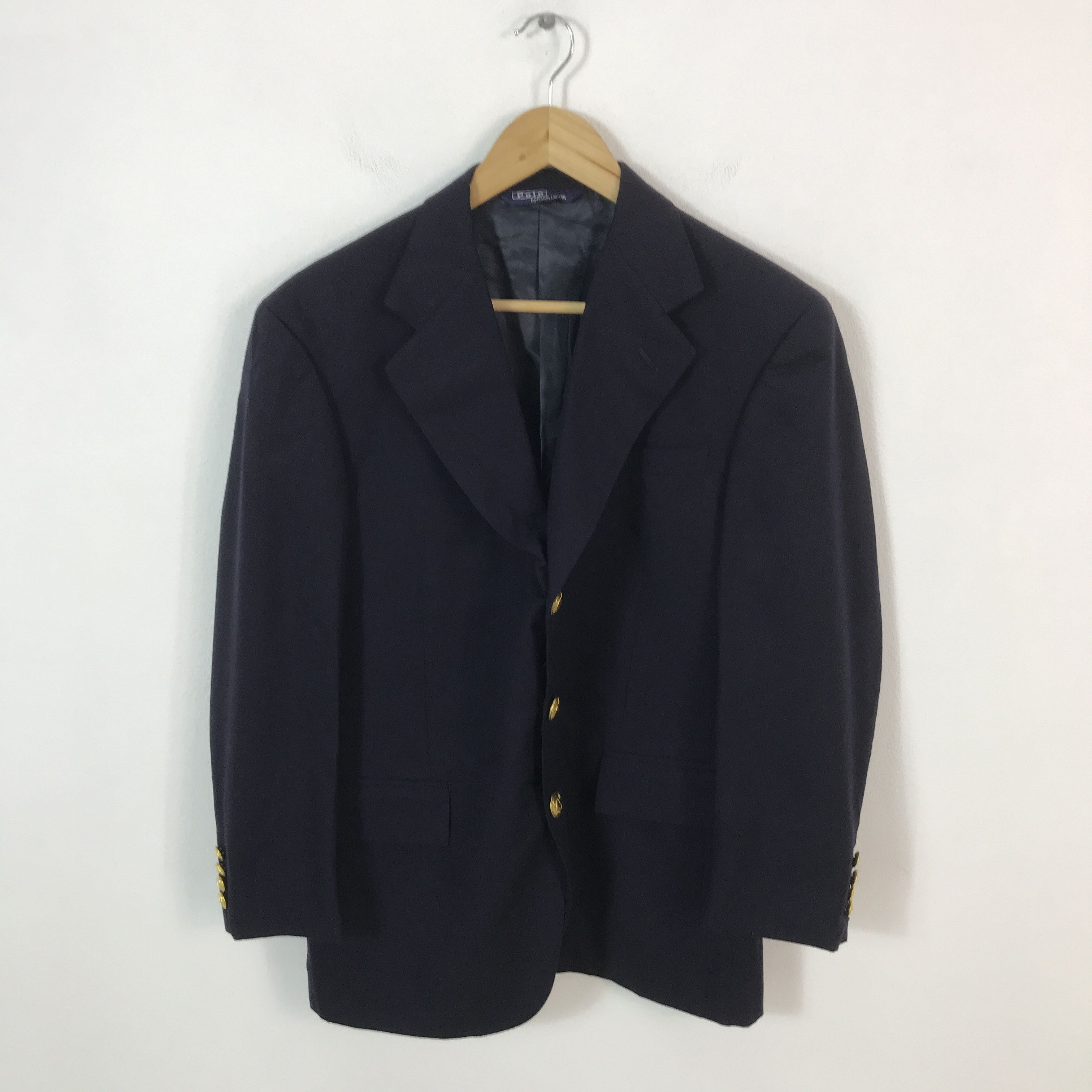 Polo Ralph Lauren × Vintage Vintage Polo Ralph Lauen Blazer Navy Coat jacket Size US L / EU 52-54 / 3 - 1 Thumbnail