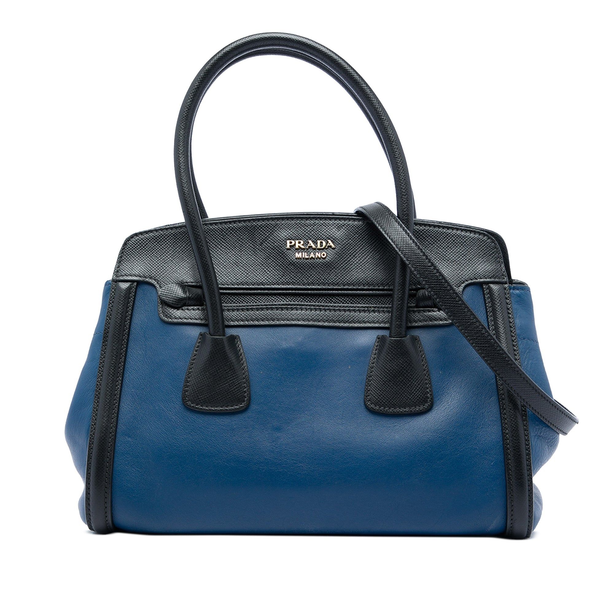 Prada Bicolor Saffiano Trimmed City Calf Double Zip Satchel Size ONE SIZE - 1 Thumbnail