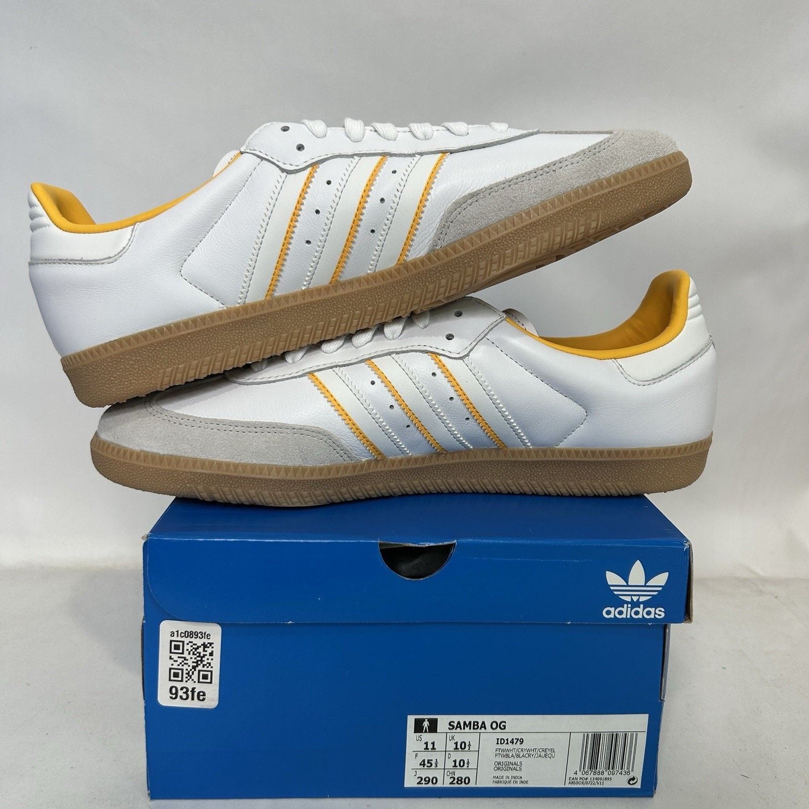 Adidas Adidas Originals Samba OG “Crystal White Yellow” Size US 11 / EU 44 - 3 Thumbnail