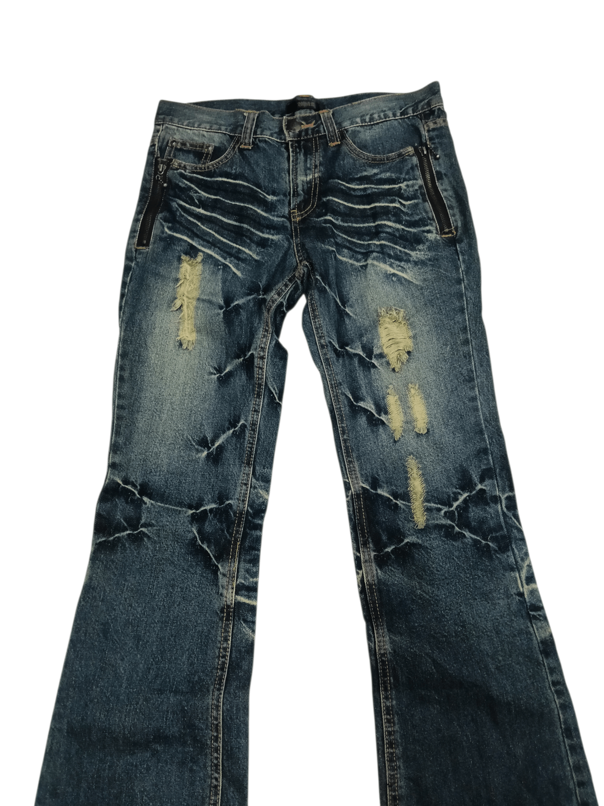 Japanese Brand 💥 Black Baccara Bootcut Clawmark Honeycomb Flared Denim 💥 Size US 32 / EU 48 - 6 Thumbnail
