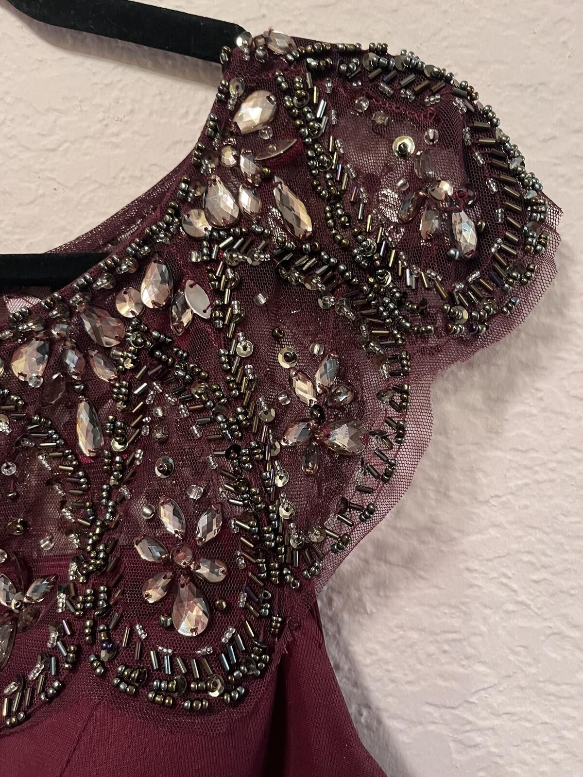Unknown London Xscape Burgundy Beaded Evening Dress Size 8 Cocktail Dress Size M / US 6-8 / IT 42-44 - 6 Thumbnail