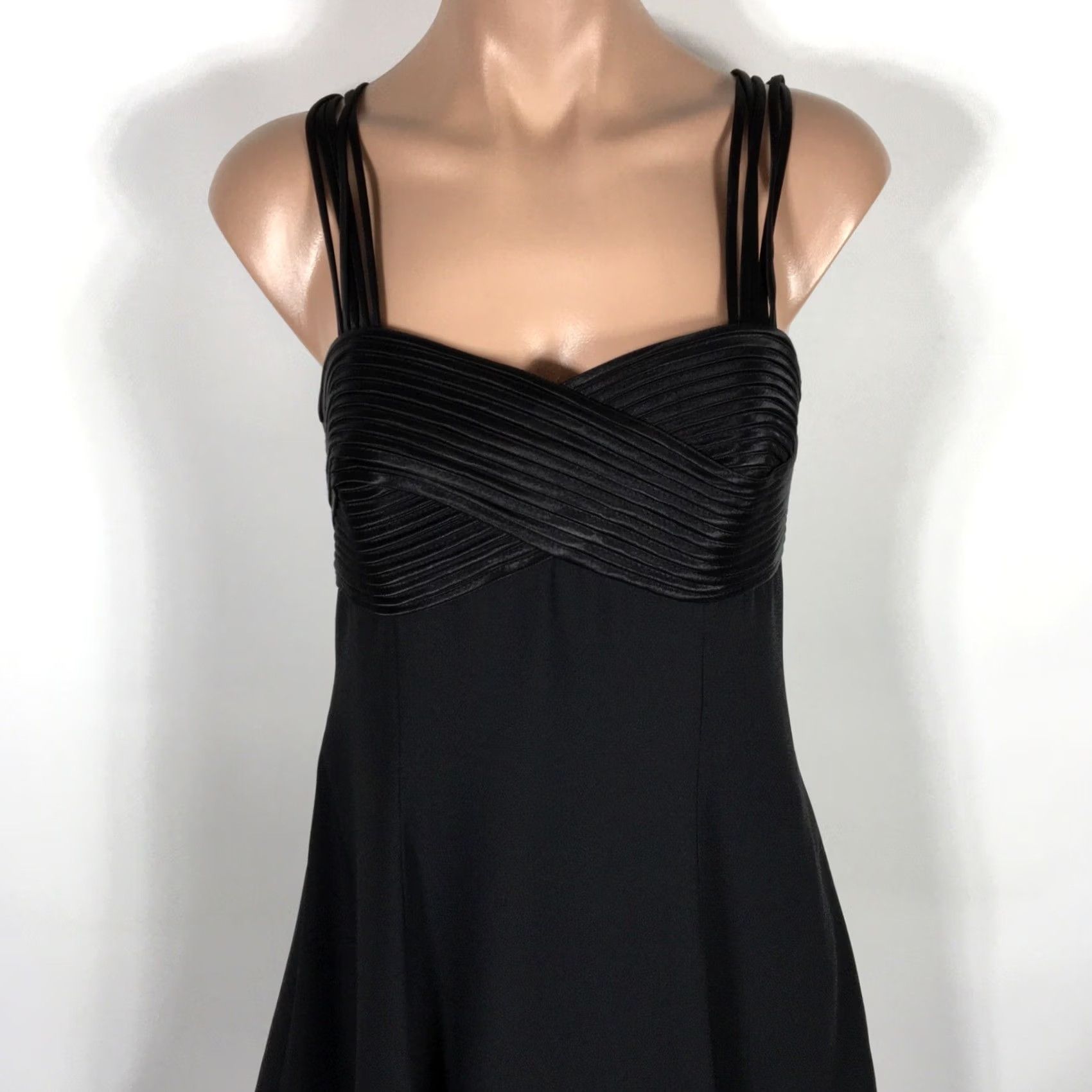 Vintage VINTAGE Collections Dress Womens 10 Black 90s Strappy Sleeveless Sweetheart Chiffon LBD Eveningwear Size L / US 10 / IT 46 - 3 Thumbnail