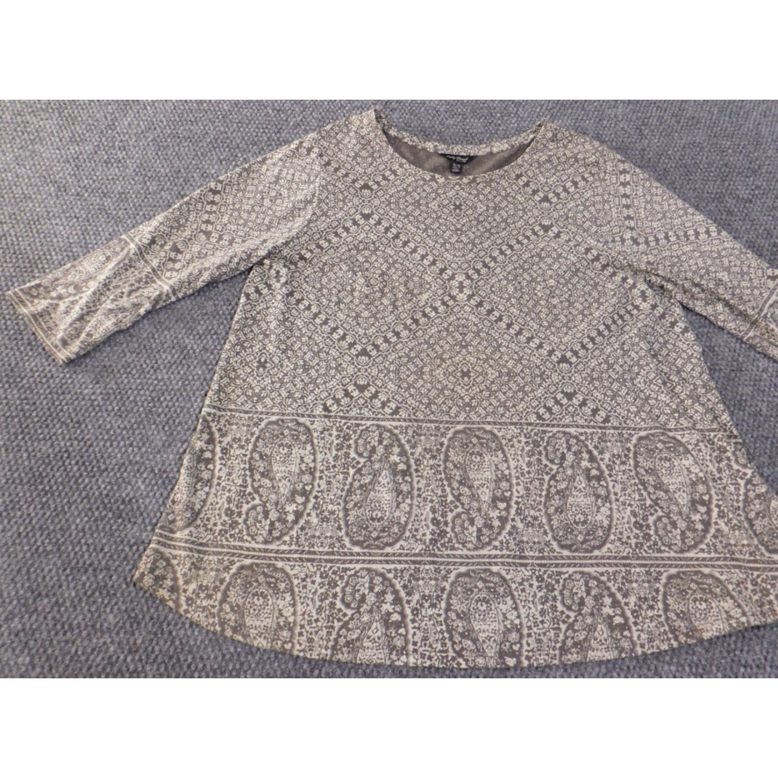 Lucky Brand Lucky Brand Blouse Shirt Women 1X Brown Geometric Knit Cotton Modal Long Sleeve Round Neck Casual Stretch Plus Size Adults Womens Size XL / US 12-14 / IT 48-50 - 3 Thumbnail