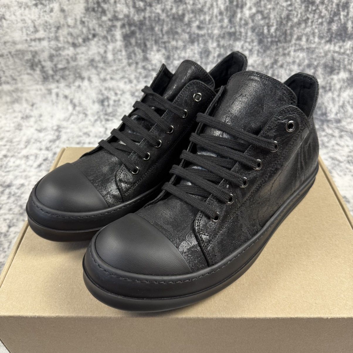 Rick Owens Rick Owens DRKSHDW Black Foil Denim Low Shoes Size US 9 / EU 42 - 3 Thumbnail