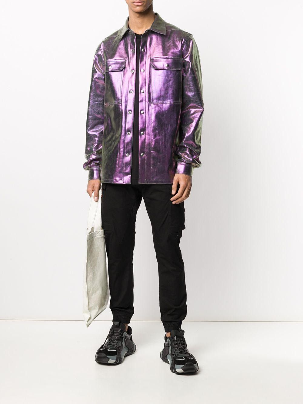 Rick Owens × Rick Owens Drkshdw NEW 🔥 IRIDESCENT METAL COATED DENIM JACKET TECUATL CARTI 50 Size US M / EU 48-50 / 2 - 13 Thumbnail