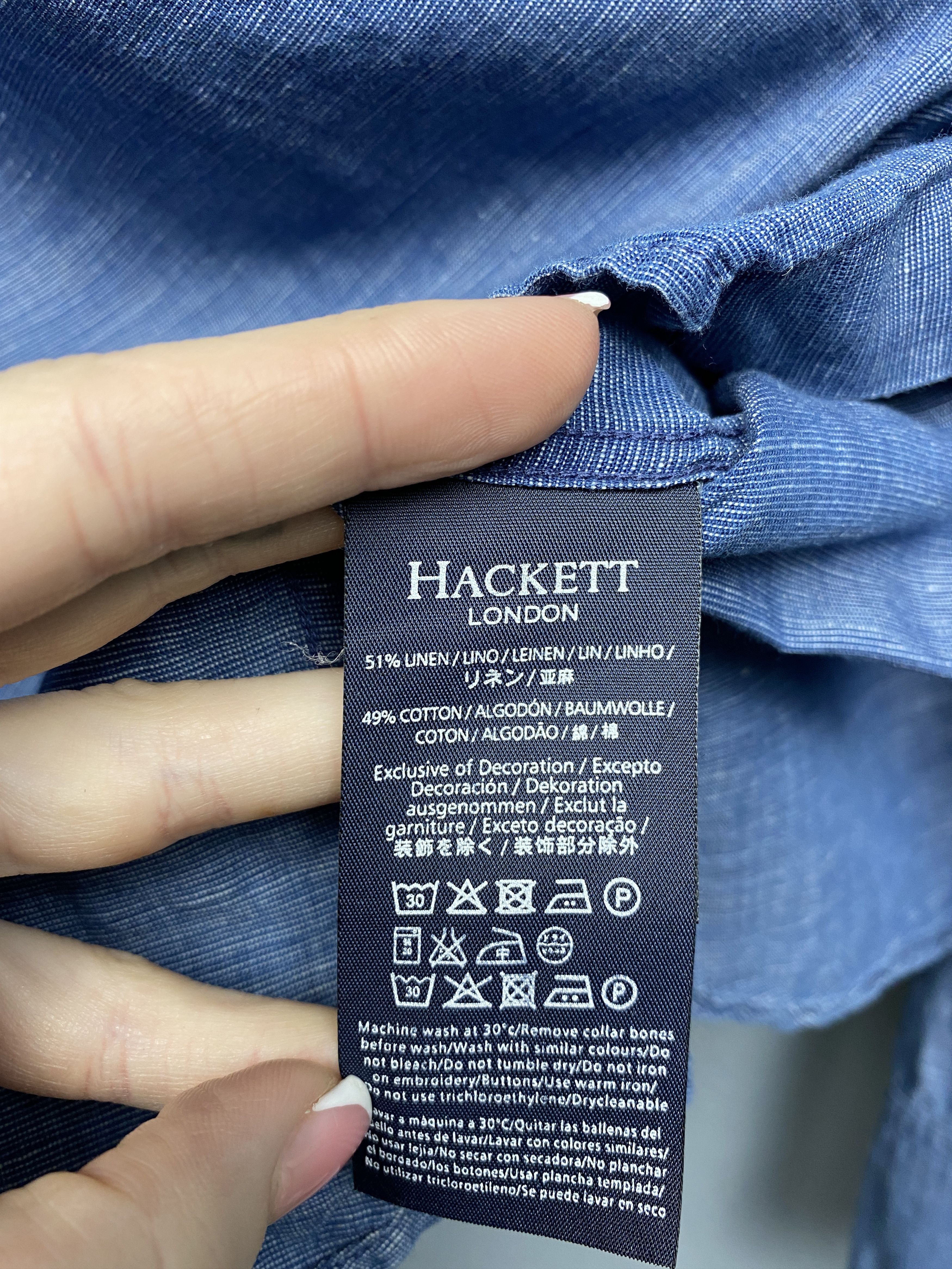 Hackett Hackett Vintage Mens LINEN Long Sleeve Shirt Size US L / EU 52-54 / 3 - 4 Thumbnail