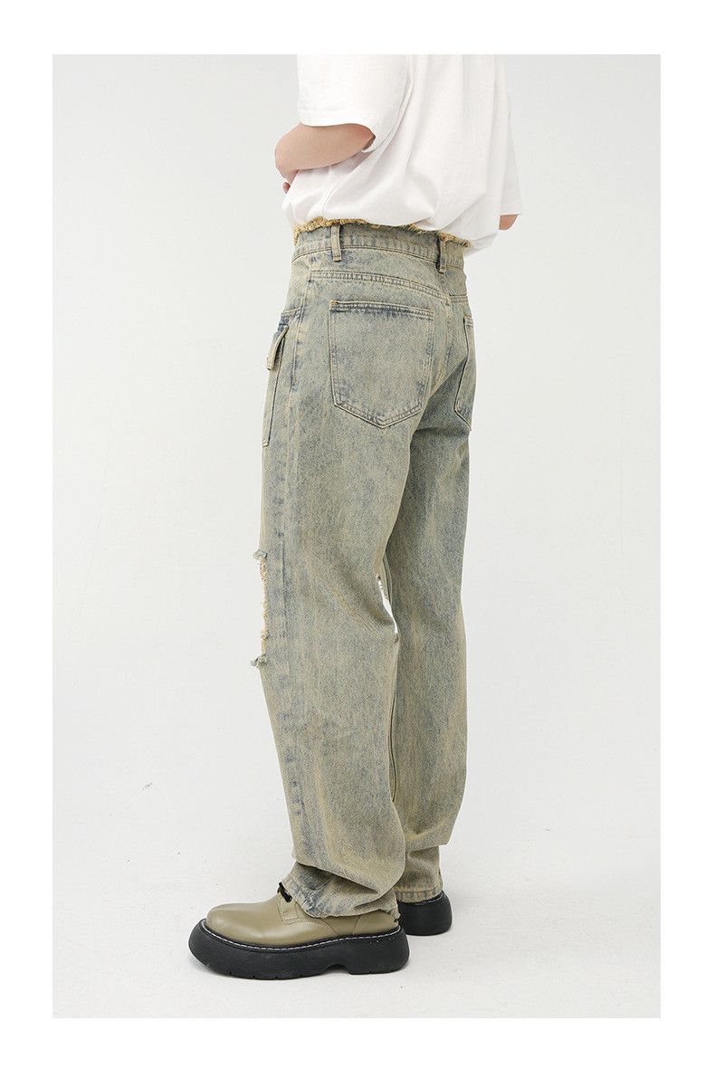 Japanese Brand × Jean Japanese retro raw edge ripped straight jeans Size US 32 / EU 48 - 3 Thumbnail