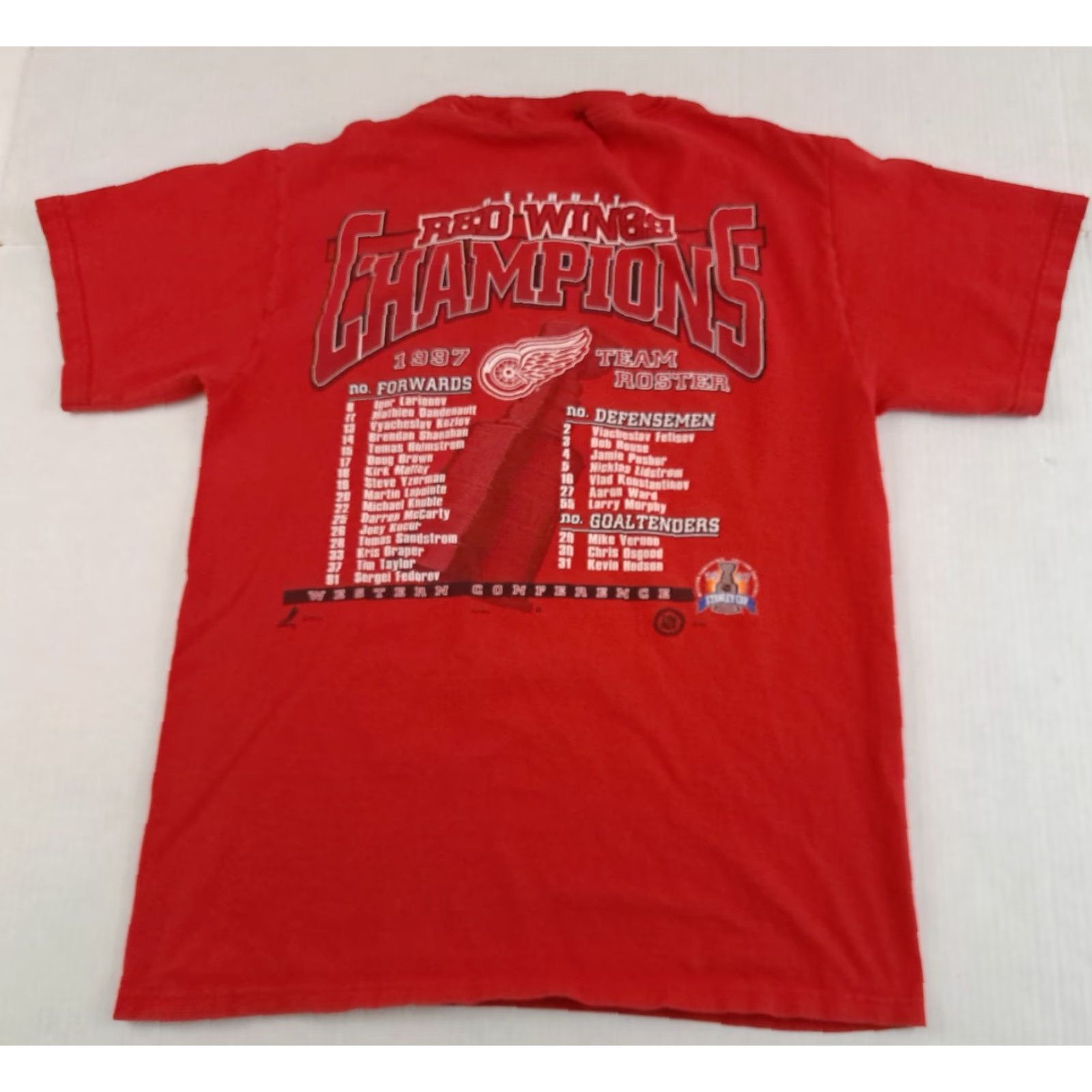 Lee VINTAGE Detroit Red Wings Hockey T-Shirt Lee USA Made 1997 Champions- Med Shirt Unisex Adults Red 90s Men Women Size US M / EU 48-50 / 2 - 5 Thumbnail