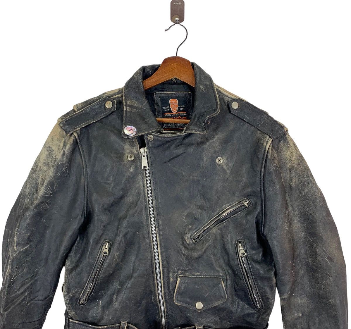 Genuine Leather 🔥🔥 VINTAGE CUIRS LEATHER BIKERS DOUBLE COLLAR JACKET Size US L / EU 52-54 / 3 - 4 Thumbnail