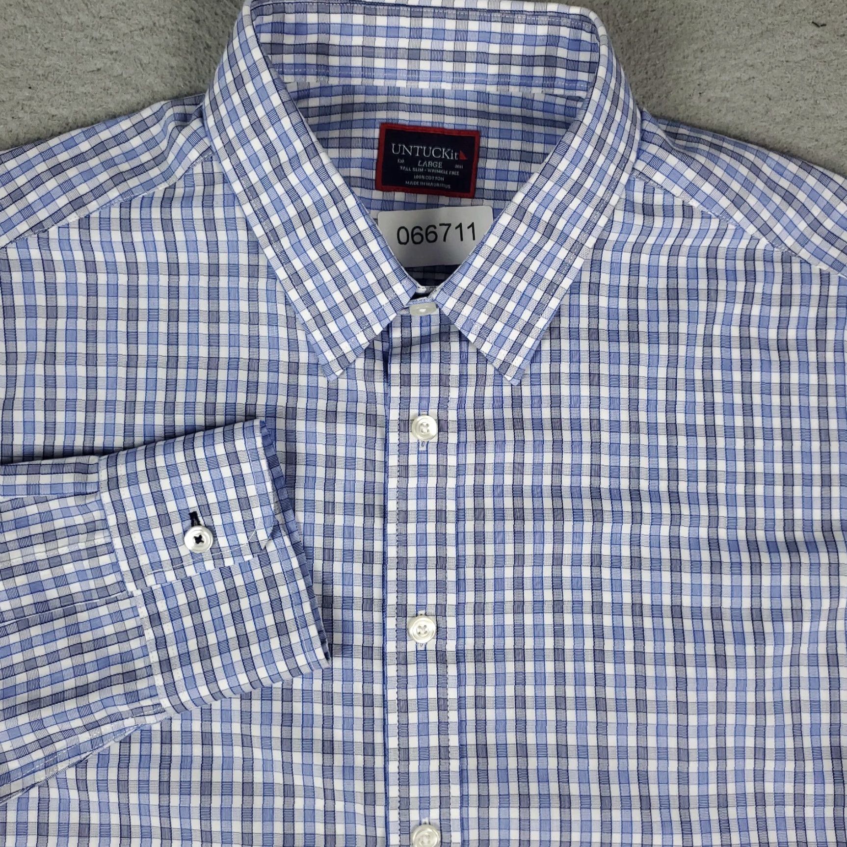 UNTUCKit UNTUCKit Shirt Mens LT Large Tall Blue Plaid Slim Fit Button Up Long Sleeve Shirt Size US L / EU 52-54 / 3 - 2 Thumbnail